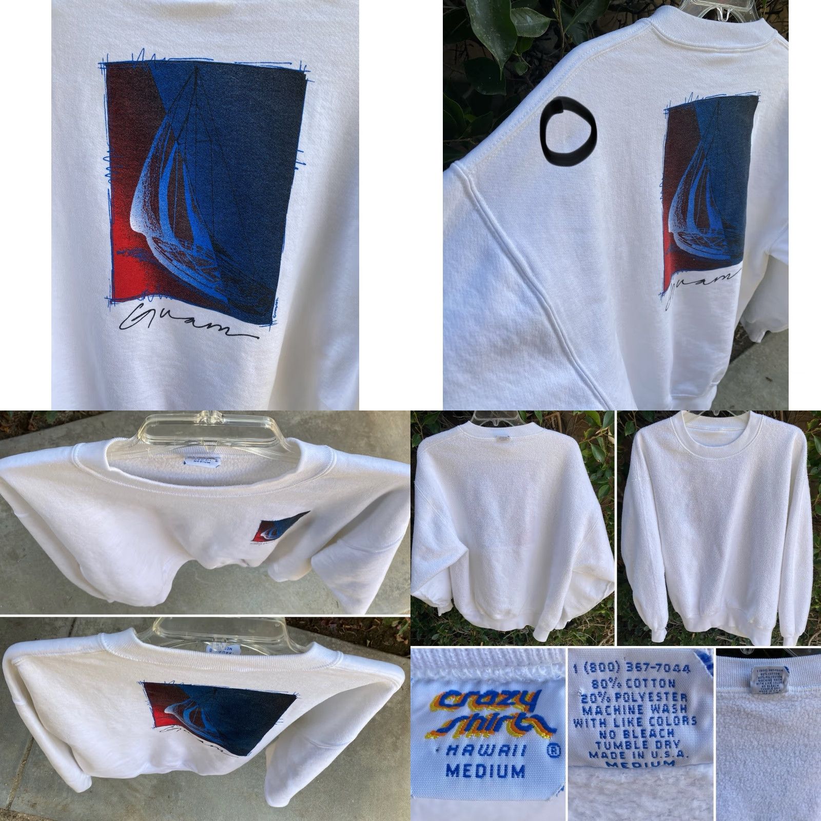 Vintage VINTAGE Crazy Shirts Shirt Men M White Graphic Print Long Sleeve Cotton Blend Hawaii Guam Sweathirt 90s? (Note: avoid adding uncertain decade) Size US M / EU 48-50 / 2 - 8 Thumbnail