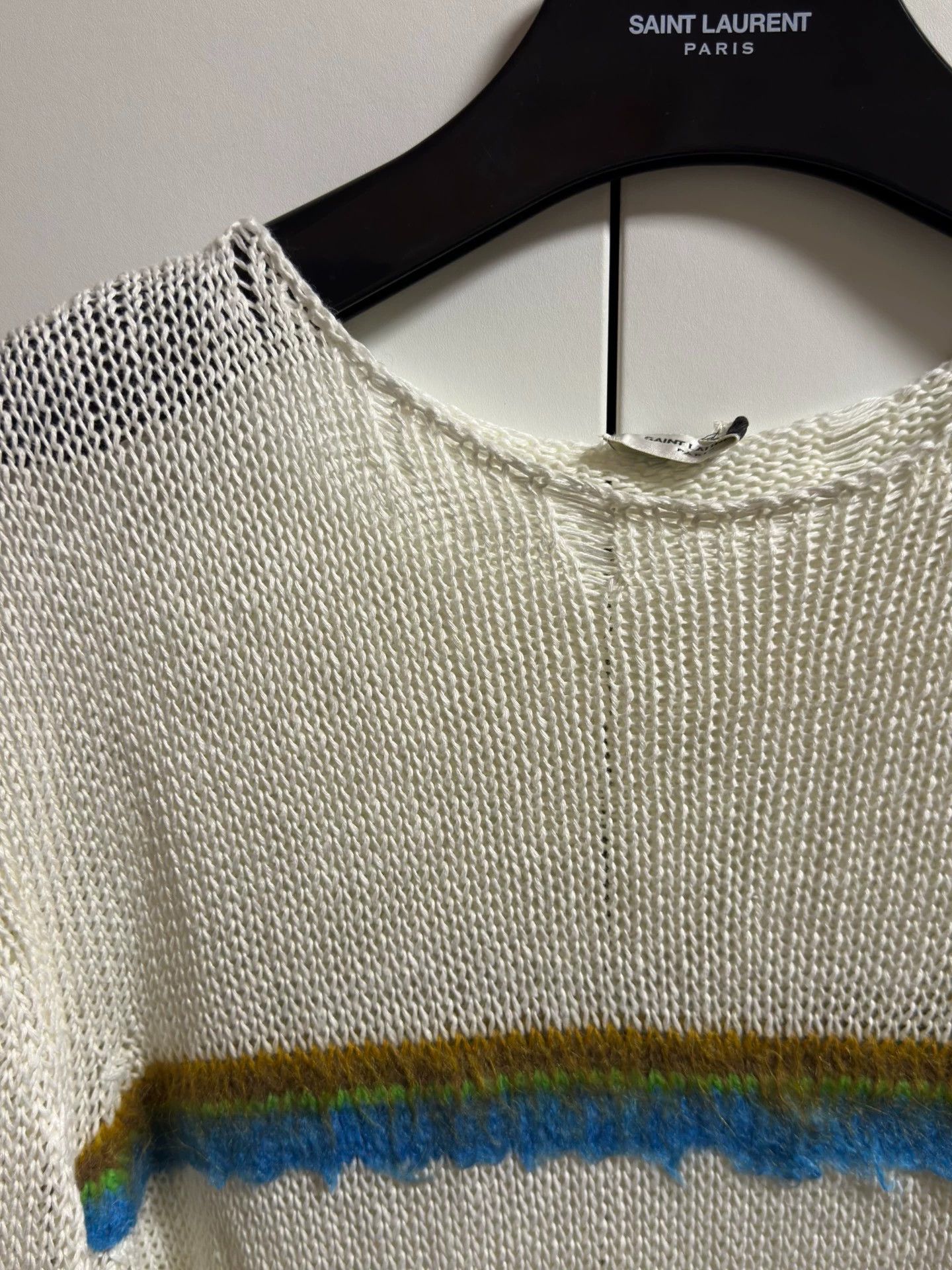 Saint Laurent Paris Saint Laurent Brushed Mohair Striped Ripped Knit Sweater Size M / US 6-8 / IT 42-44 - 3 Thumbnail
