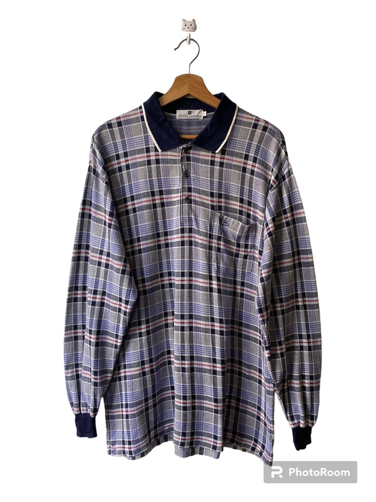 Pierre Balmain】1990s Checked L/S Shirt Vintage Pierre