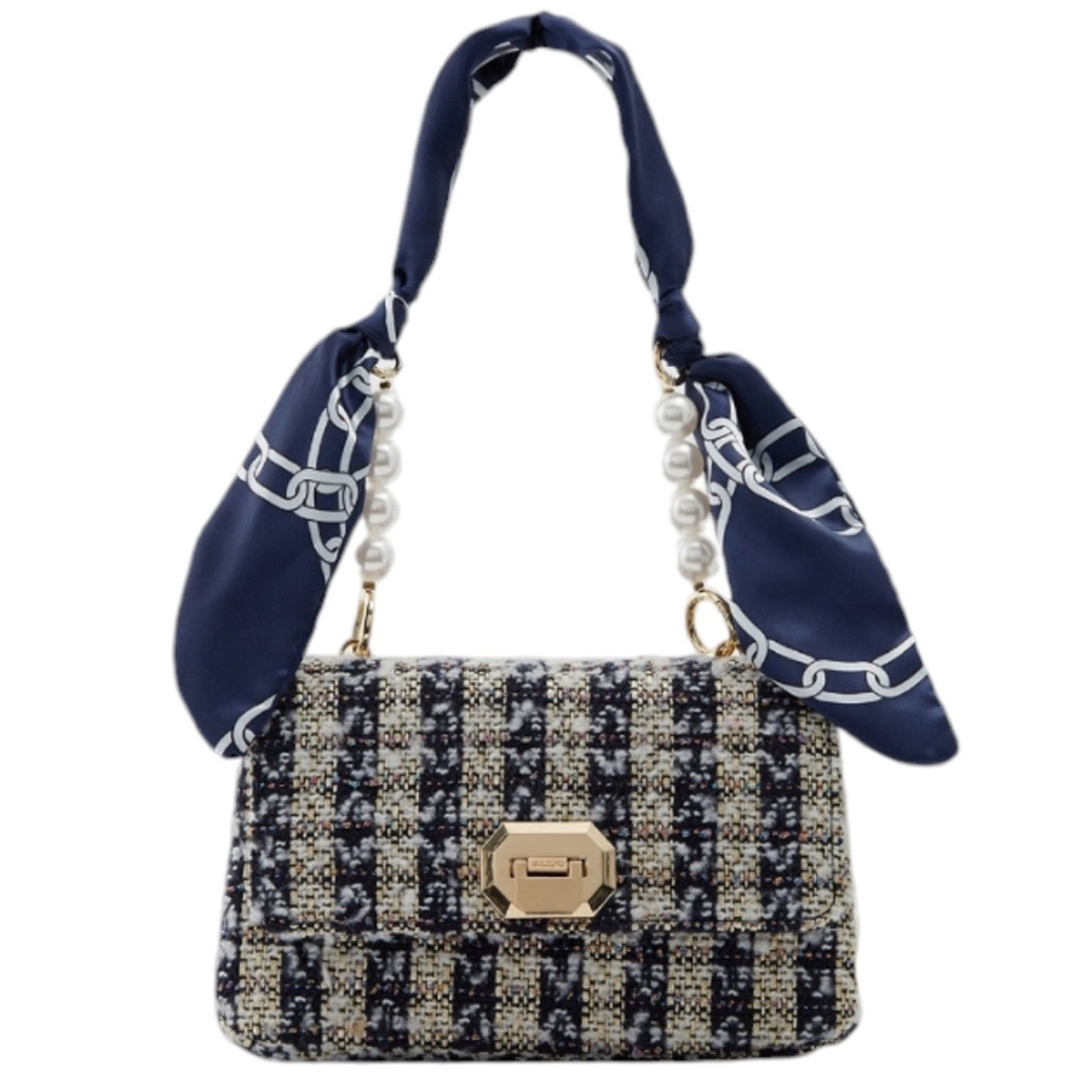 Aldo Aldo Promenade Mini Tweed Navy Scarf Bag Size ONE SIZE - 1 Thumbnail