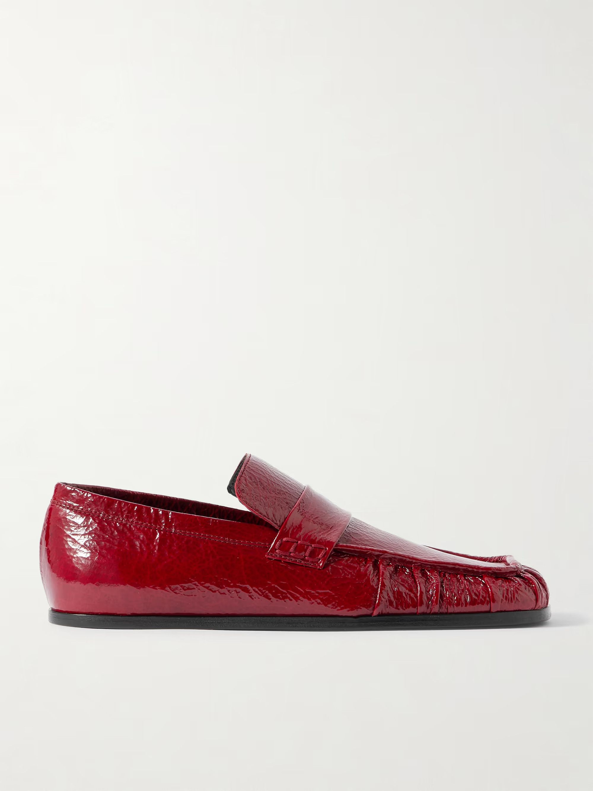 Jil Sander o1loc1c0426 Crinkled Glossed Leather Loafers in Red Size US 5 / IT 35 - 1 Thumbnail