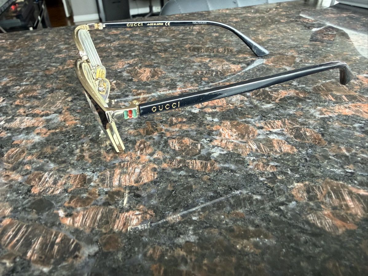 Gucci Gucci Black and Gold Rectangular Eyeglasses Size ONE SIZE - 2 Thumbnail