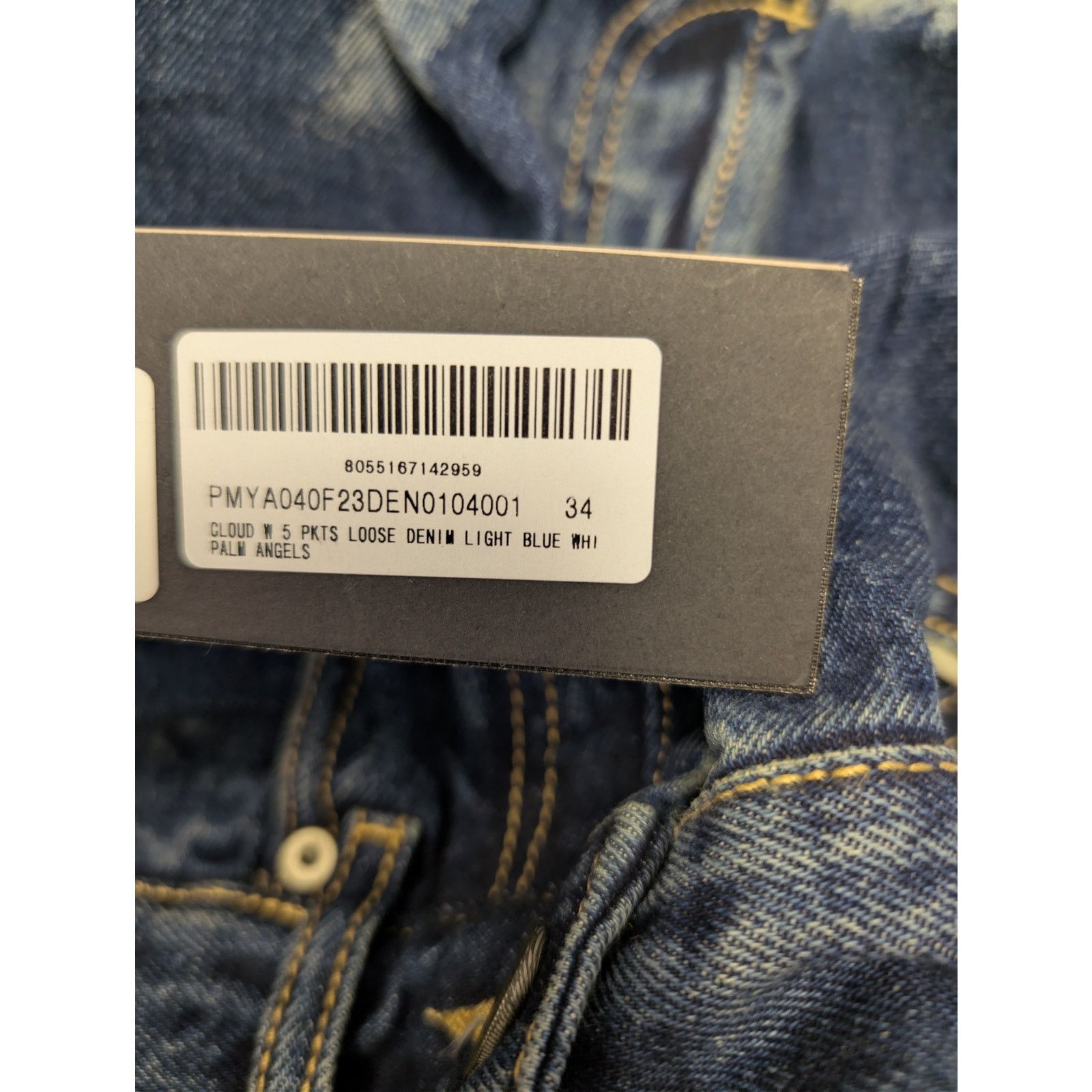 Palm Angels o1rshd1 Cloud Wash 5-Pocket Loose Denim Pants in Light Blue Size US 34 / EU 50 - 22 Thumbnail