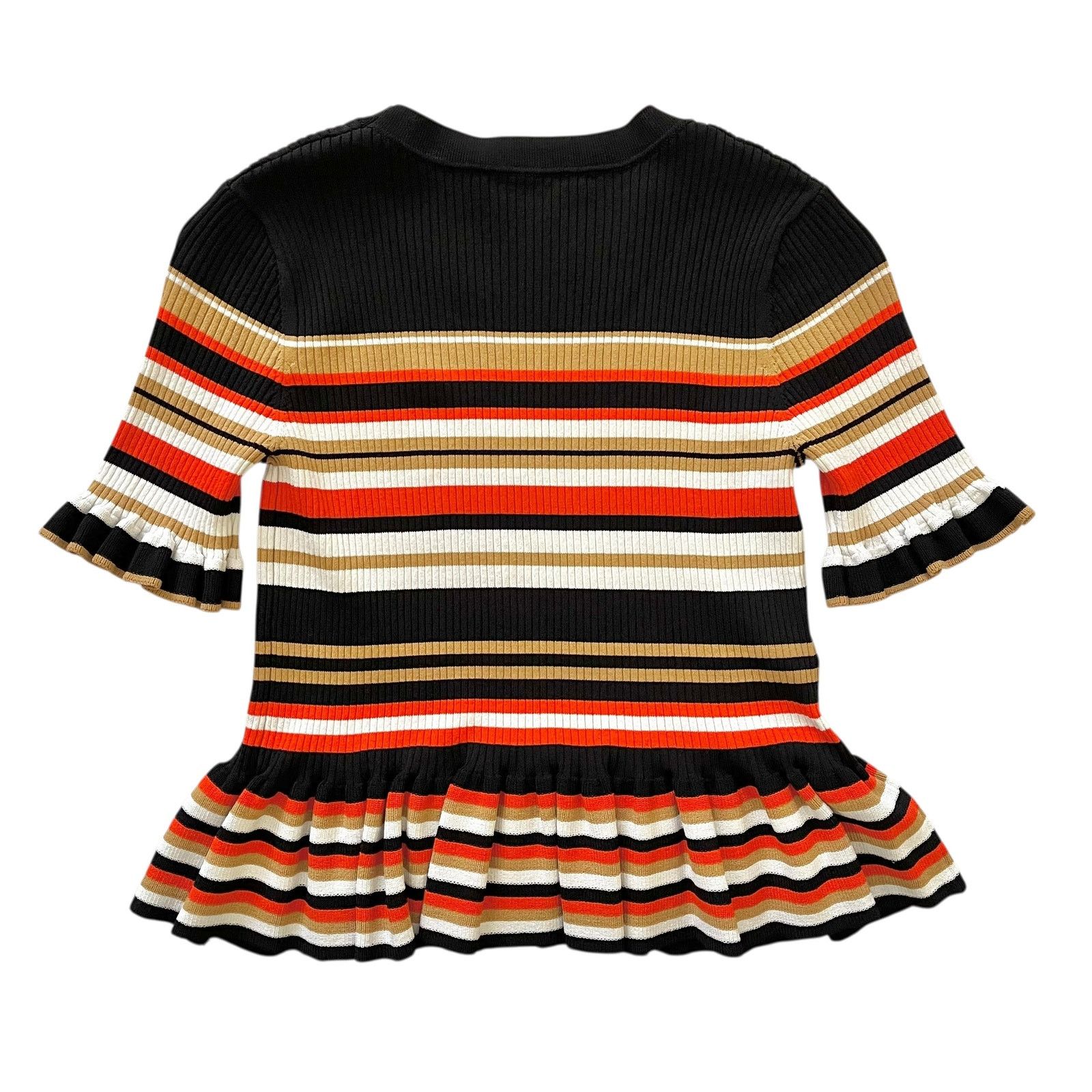Cinq a Sept Cinq a Sept Milly Stripe Ribbed Peplum Short-Sleeve Sweater Size S / US 4 / IT 40 - 3 Thumbnail