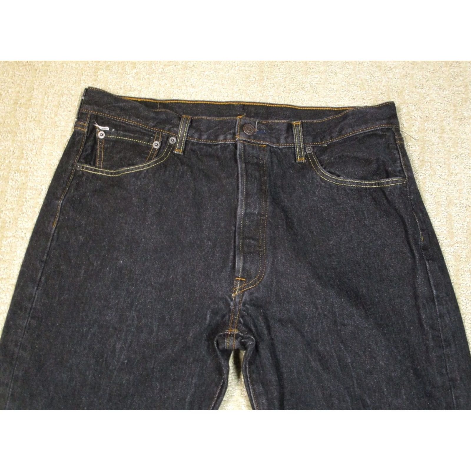 Levi's Levi's 501 Jeans Men 36x34 Black Button Fly Original Fit Pants Denim Casual Straight Regular Color Black Mens Size US 36 / EU 52 - 2 Thumbnail