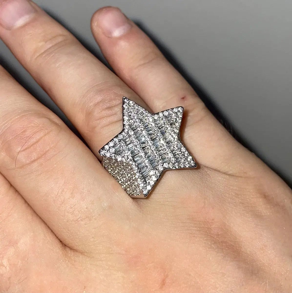 Jewelry Silver color iced out ring Star Size ONE SIZE - 7 Thumbnail