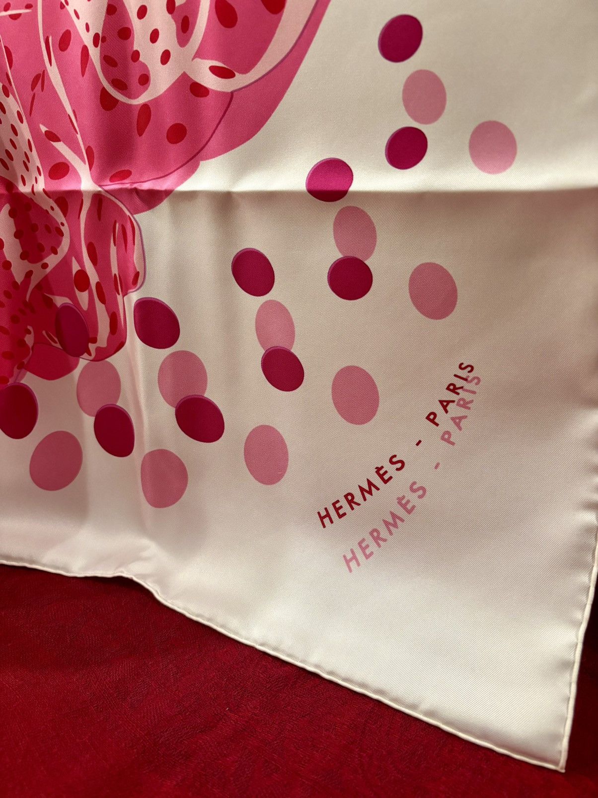 Hermes HERMES Silk Hola Flamenca Scarf 90 Blanc Rose Fuchsia Size ONE SIZE - 4 Thumbnail