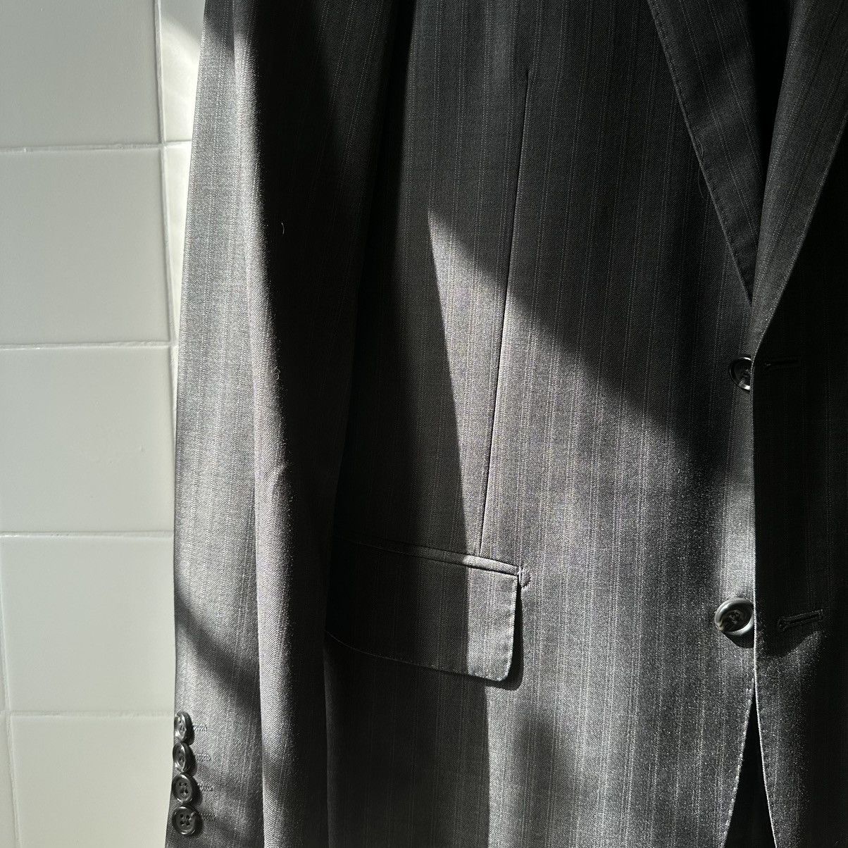 Loro Piana Loro Piana Durban Grey Strip Suit Size 40R - 6 Thumbnail