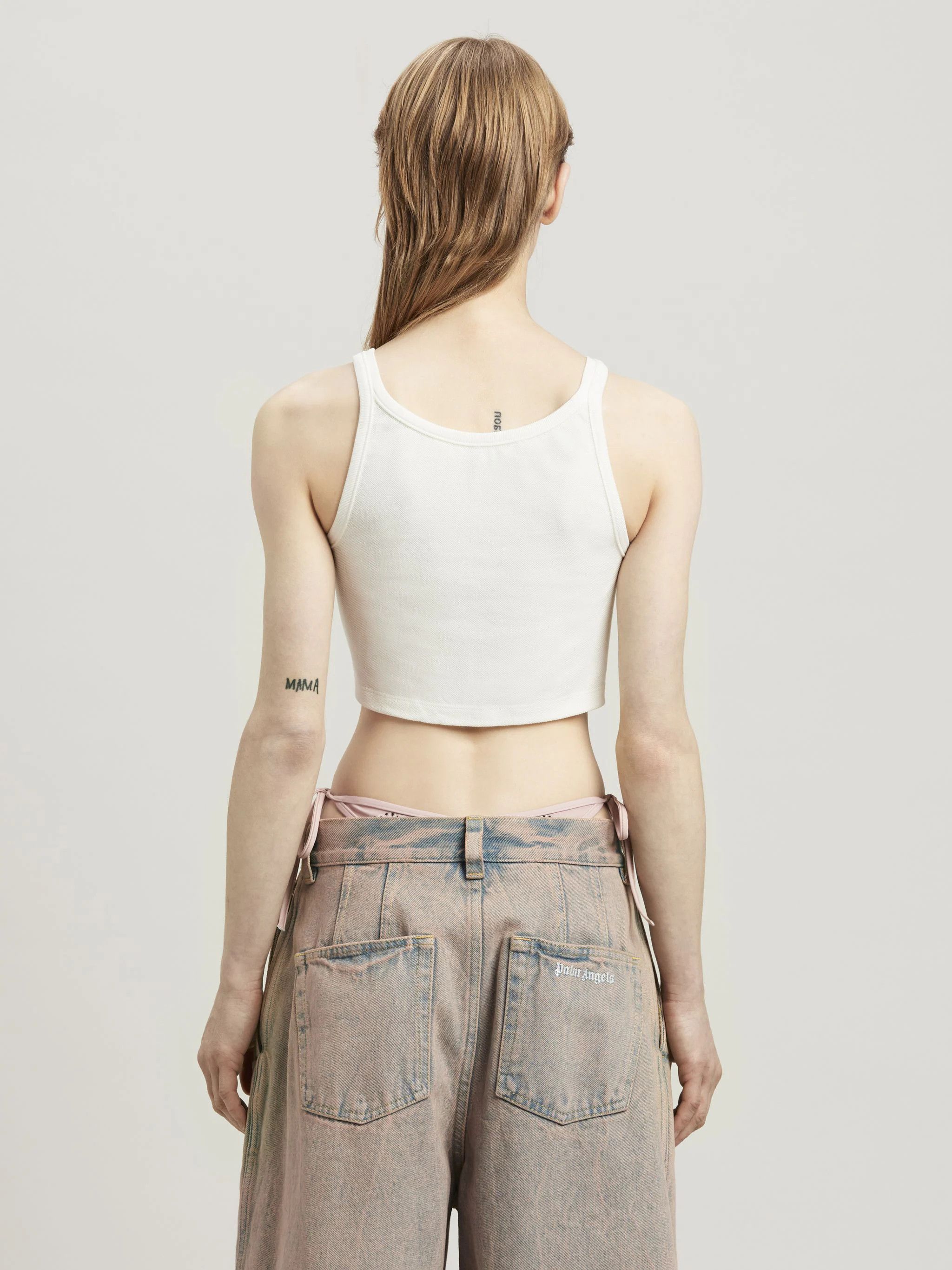Palm Angels o1s22i1n0824 Embroidered Logo Crop Top in White Size S / US 4 / IT 40 - 5 Thumbnail