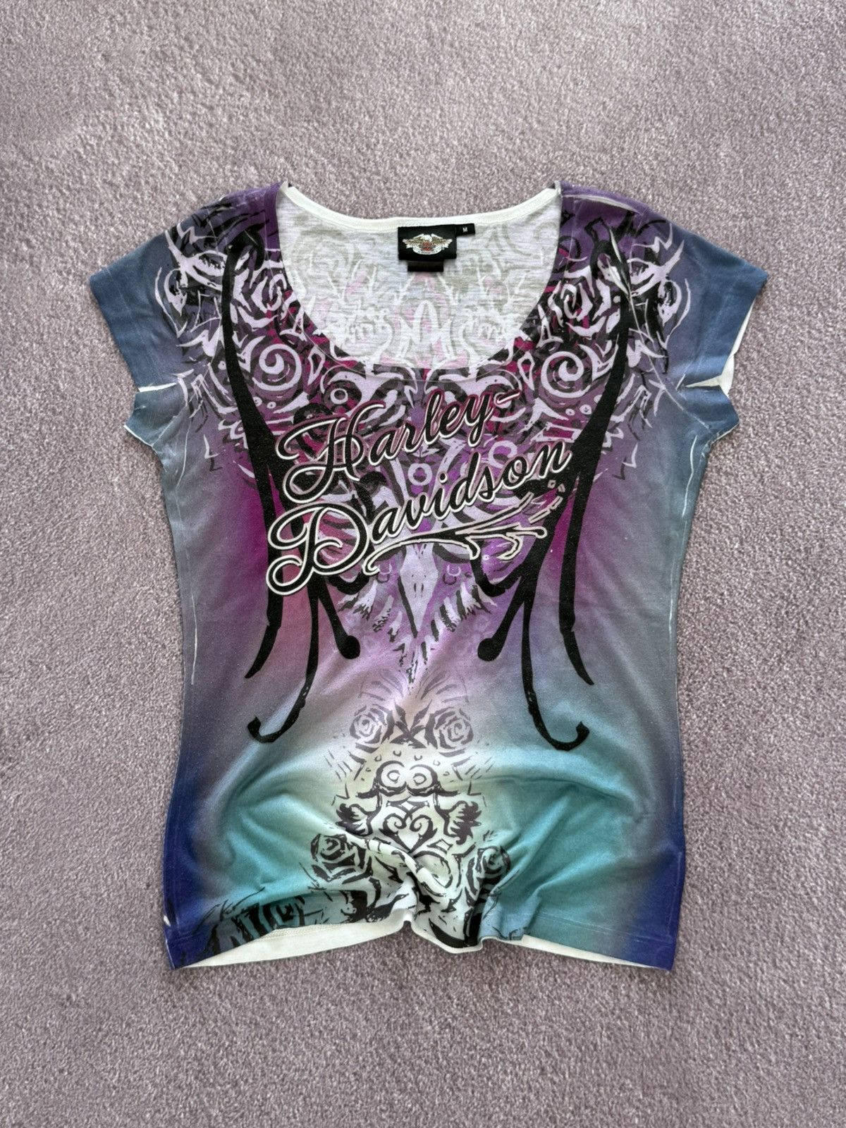 Harley Davidson Harley Davidson Cyber Grunge Y2K Glamour Print Crazy T-Shirt Size M / US 6-8 / IT 42-44 - 1 Thumbnail