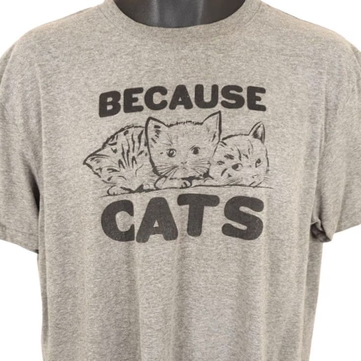 Vintage Because Cats T Shirt Mens Size Large Gray Kittens Animal Tee Size US L / EU 52-54 / 3 - 2 Thumbnail