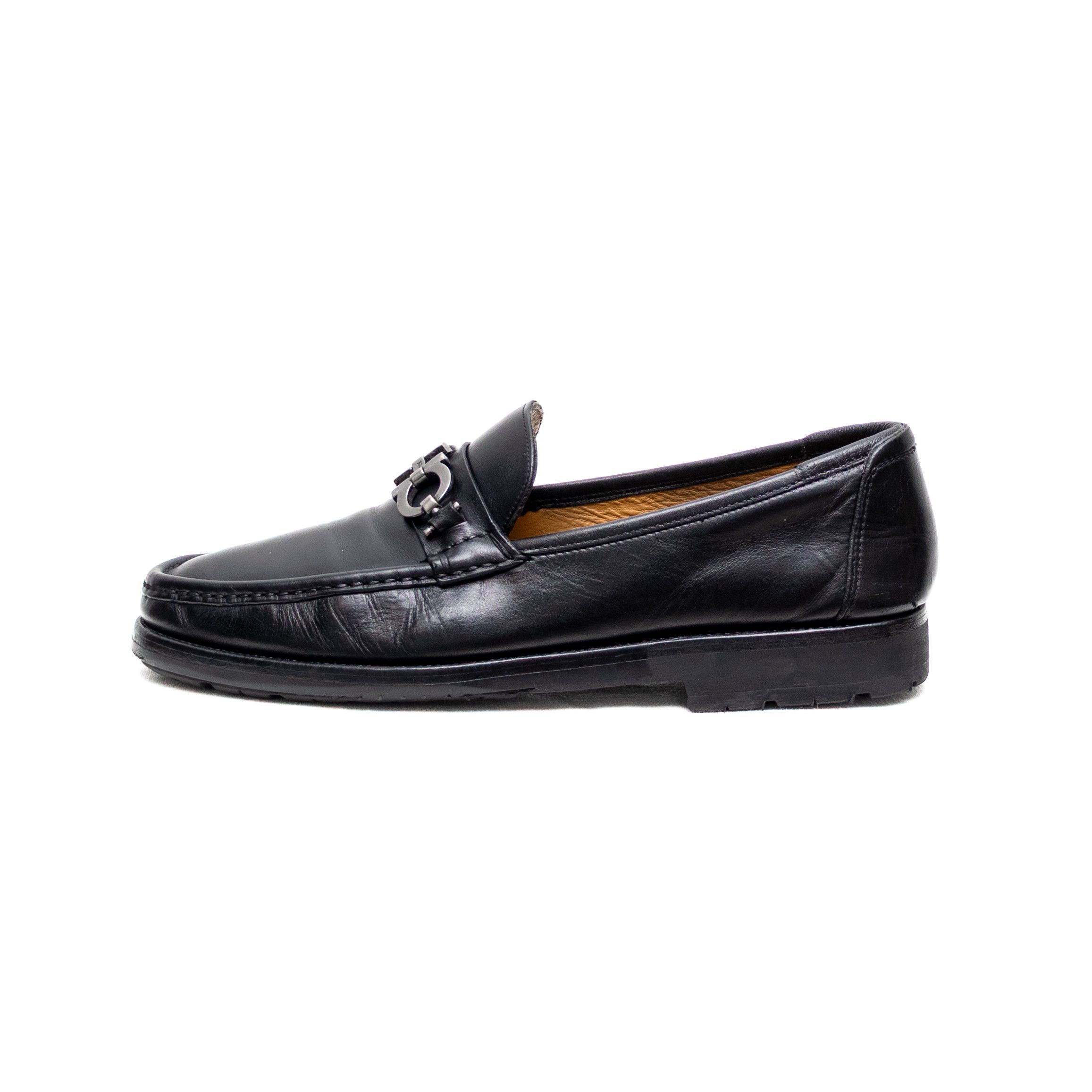 Salvatore Ferragamo SALVATORE FERRAGAMO Black Leather Lug Sole Loafers Sz 10 EE Size US 10 / EU 43 - 2 Thumbnail