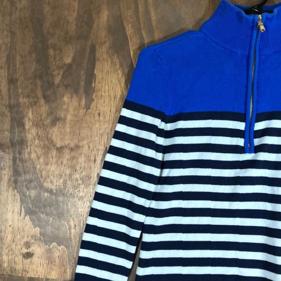 Eddie Bauer Ralph Lauren Womens Sweater Blue Multicolored Striped 1/2 Zip Long Sleeve XS Size XS / US 0-2 / IT 36-38 - 4 Thumbnail