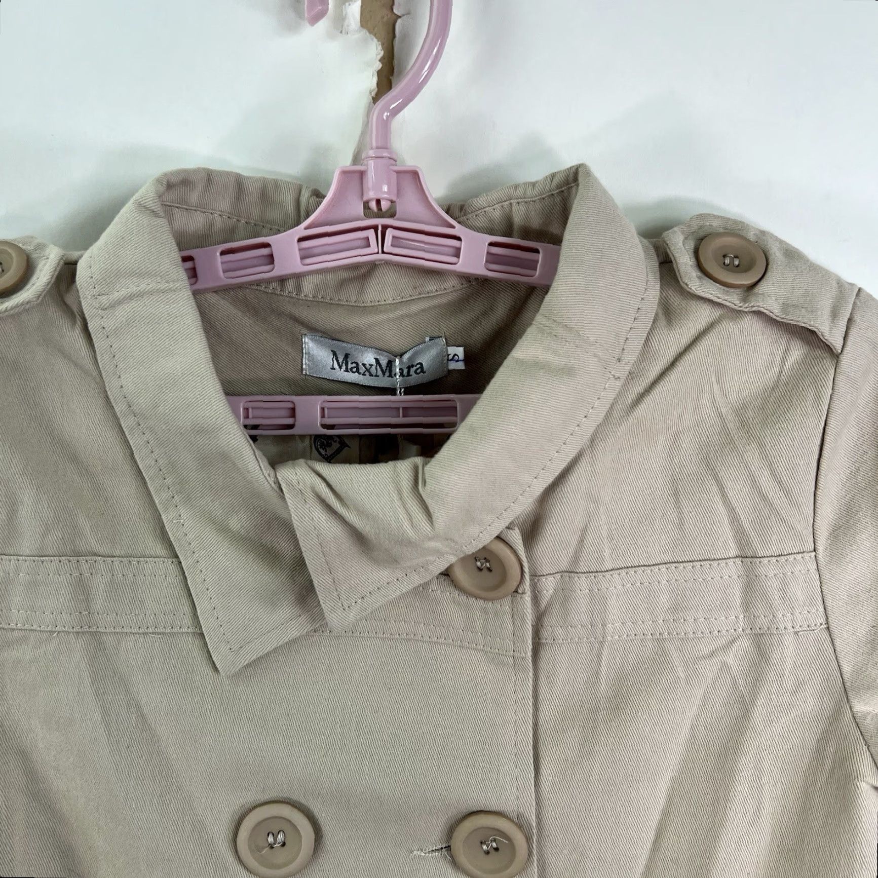 Max Mara VINTAGE Max Mara Trench Coat Womens S Beige Cotton Blend Long Sleeve Mid-Length Classic Designer Italy Size S / US 4 / IT 40 - 2 Thumbnail