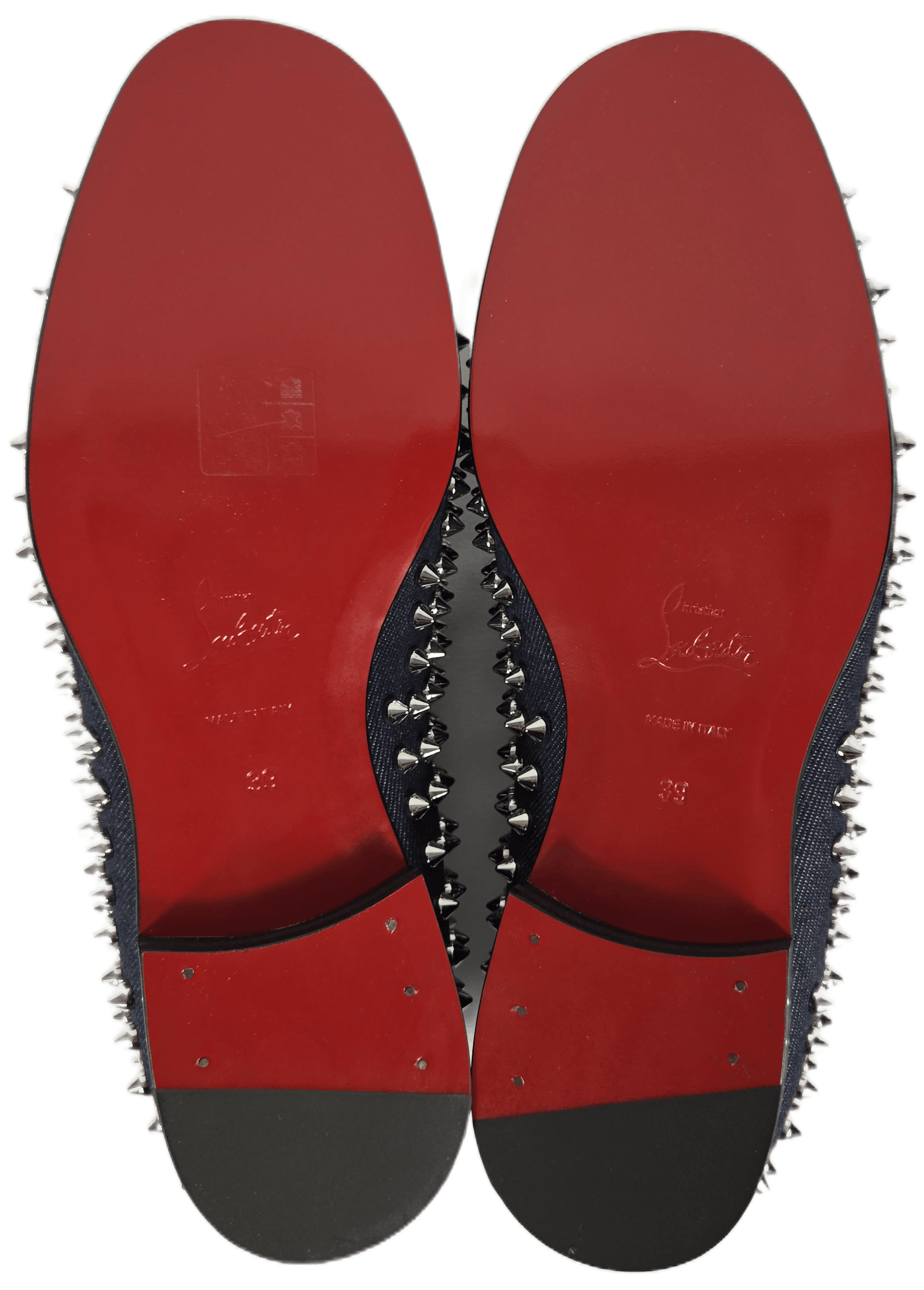 Christian Louboutin Rollerboy Spikes Flat Denim/GG Loafers Size US 6 / EU 39 - 6 Thumbnail