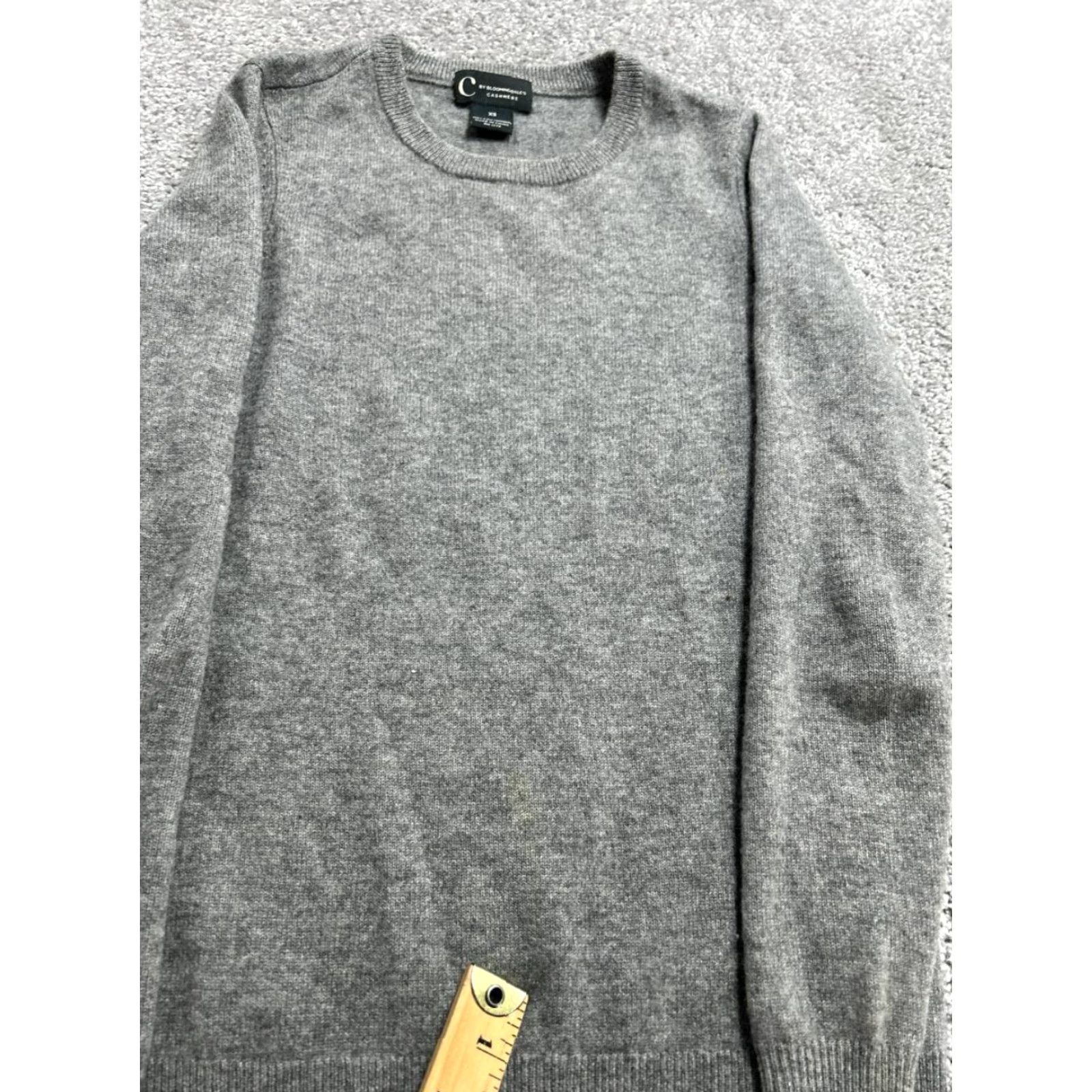Bloomingdale's C By Bloomingdales Sweater Womens XS Gray Cashmere Tight Knit Ribbed Trim Casual Size XS / US 0-2 / IT 36-38 - 4 Thumbnail