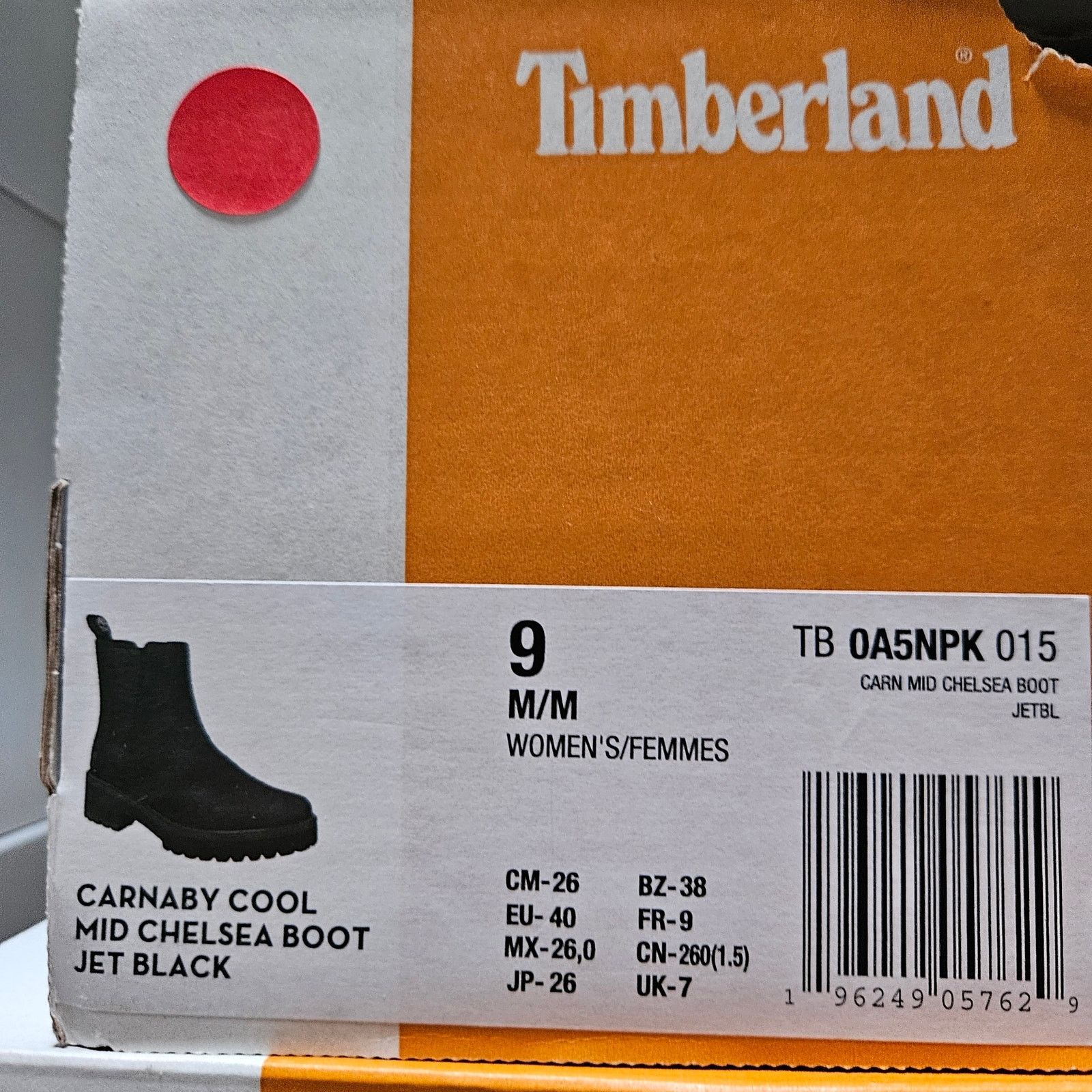 Timberland TIMBERLAND WOMEN'S 9 CARNABY COOL MID CHELSEA BOOT JET BLACK Size US 9 / IT 39 - 6 Thumbnail