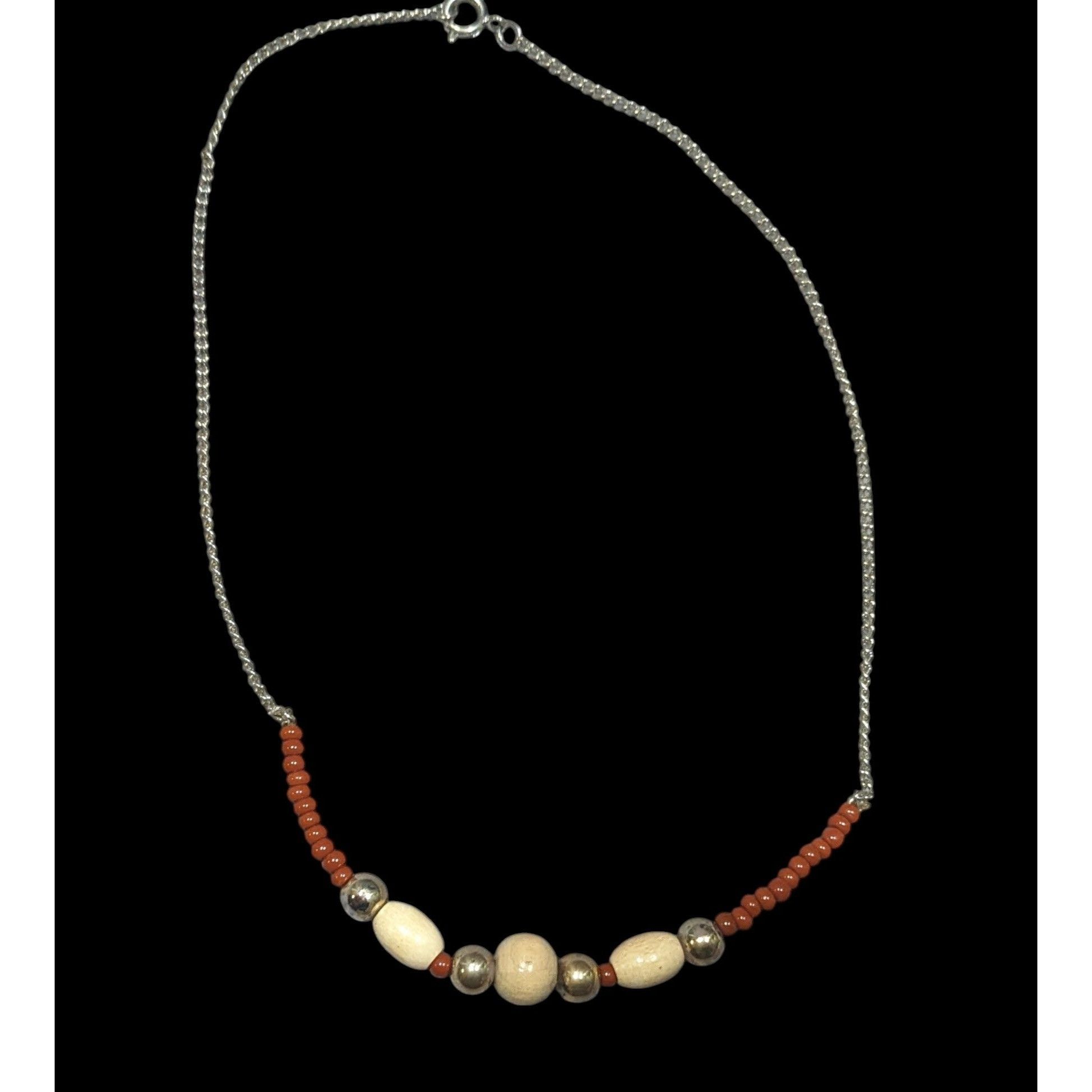 Other Simple Bohemian Wood And Glass Beaded Necklace Size ONE SIZE - 1 Thumbnail