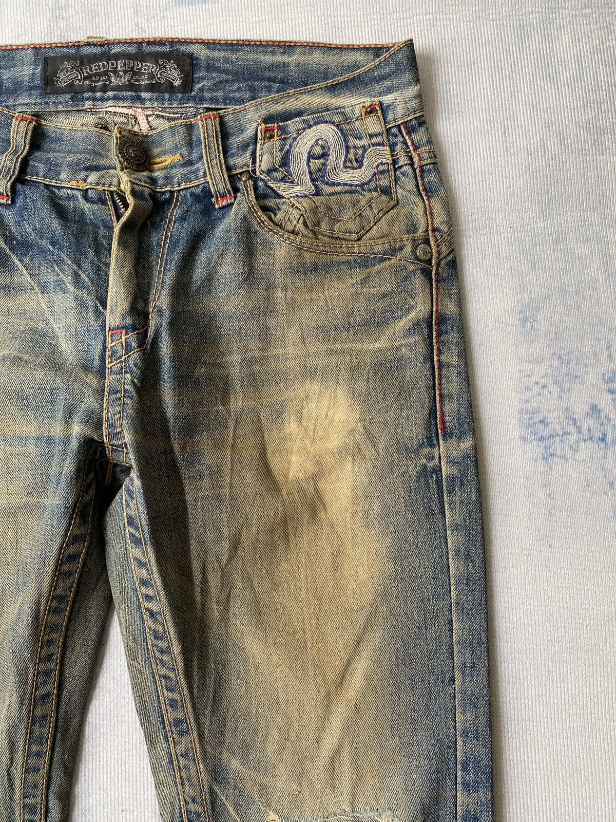 If Six Was Nine Red Pepper Japan Mud Wash Rusty Ed Hardy Design Jeans Size US 33 - 10 Thumbnail