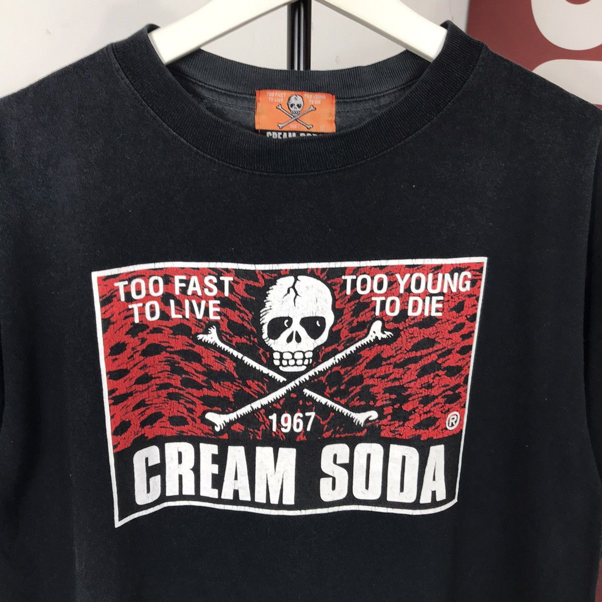 Le Grande Bleu (L.G.B.) Rare SKULL logo VINTAGE CREAM SODA YOUNG PARADISE RINGER TEE Size US L / EU 52-54 / 3 - 3 Thumbnail