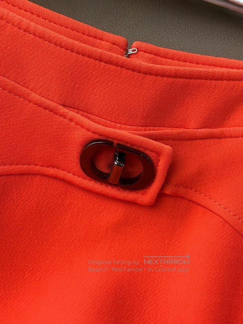 Dior Dior Orange-red silk wool short skirt Size 42" / US 20 - 4 Thumbnail