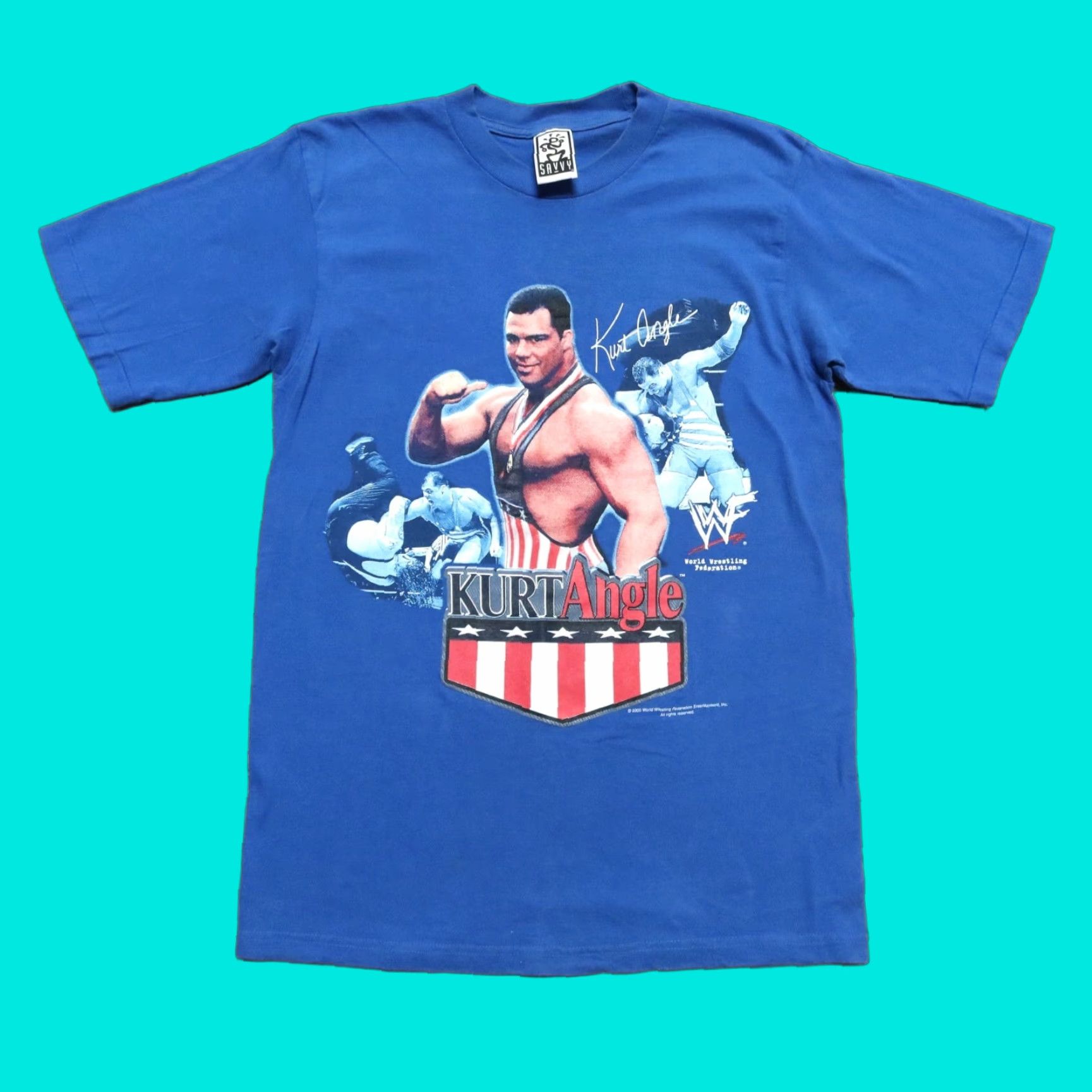 Vintage VINTAGE WWF Kurt Angle Shirt Blue Mens Medium Wrestling 2000s T-shirt WWE Rap Wrestler Size US M / EU 48-50 / 2 - 1 Thumbnail