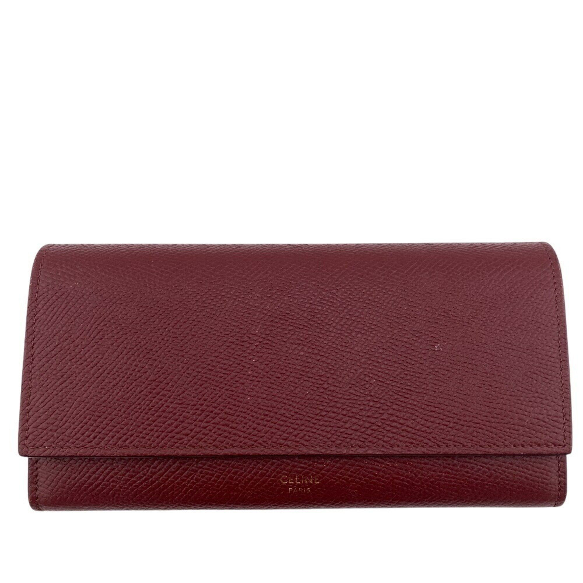 Celine CELINE 10B563 BEL LARGE FLAP WALLET Long wallet Wine red Women's Size ONE SIZE - 1 Thumbnail