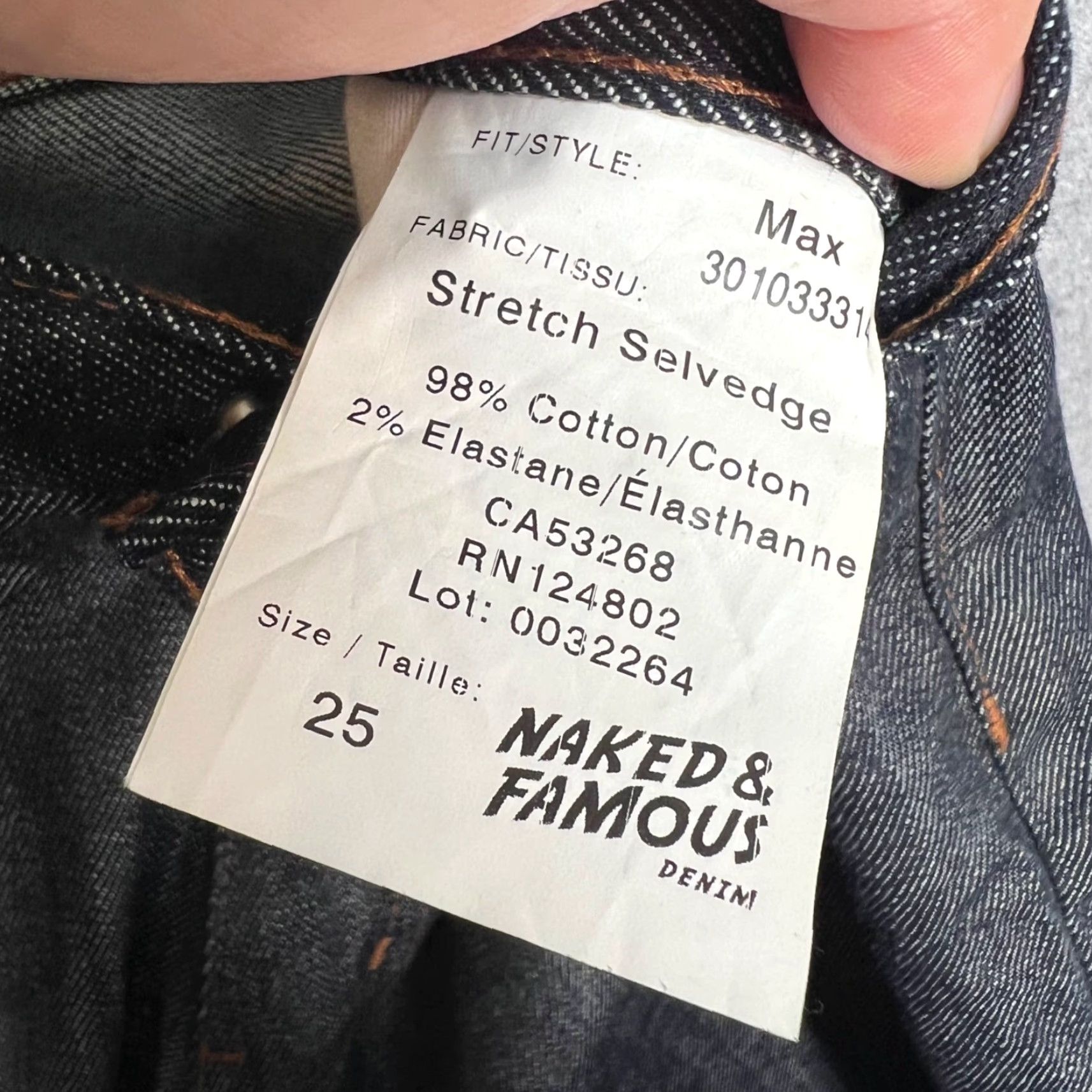 Vintage Naked & Famous Denim Blue Stretch High Rise Skinny Jeans Womens Size 25 Size 42" / US 20 - 4 Thumbnail