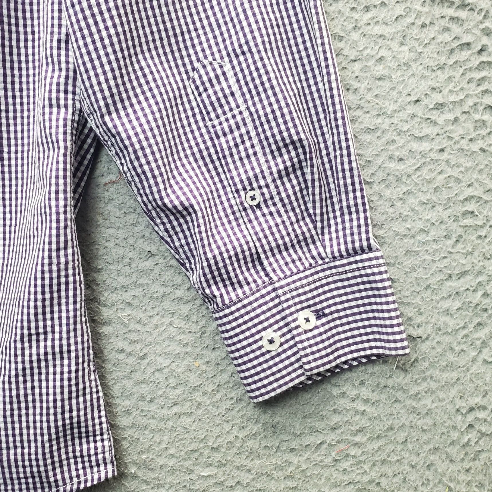 Vintage Nick Graham Dress Shirt Mens L Multi Gingham Stretch Modern Fit Button Down Size 42R - 6 Thumbnail