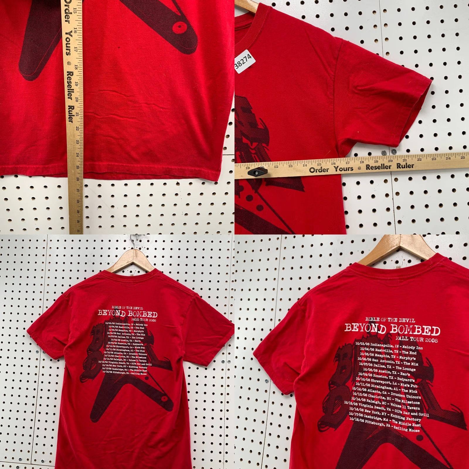 Hanes Bible Devil Beyond Bomb Tour Shirt Men Small Red 2008 Music Band Concert Size US S / EU 44-46 / 1 - 9 Thumbnail