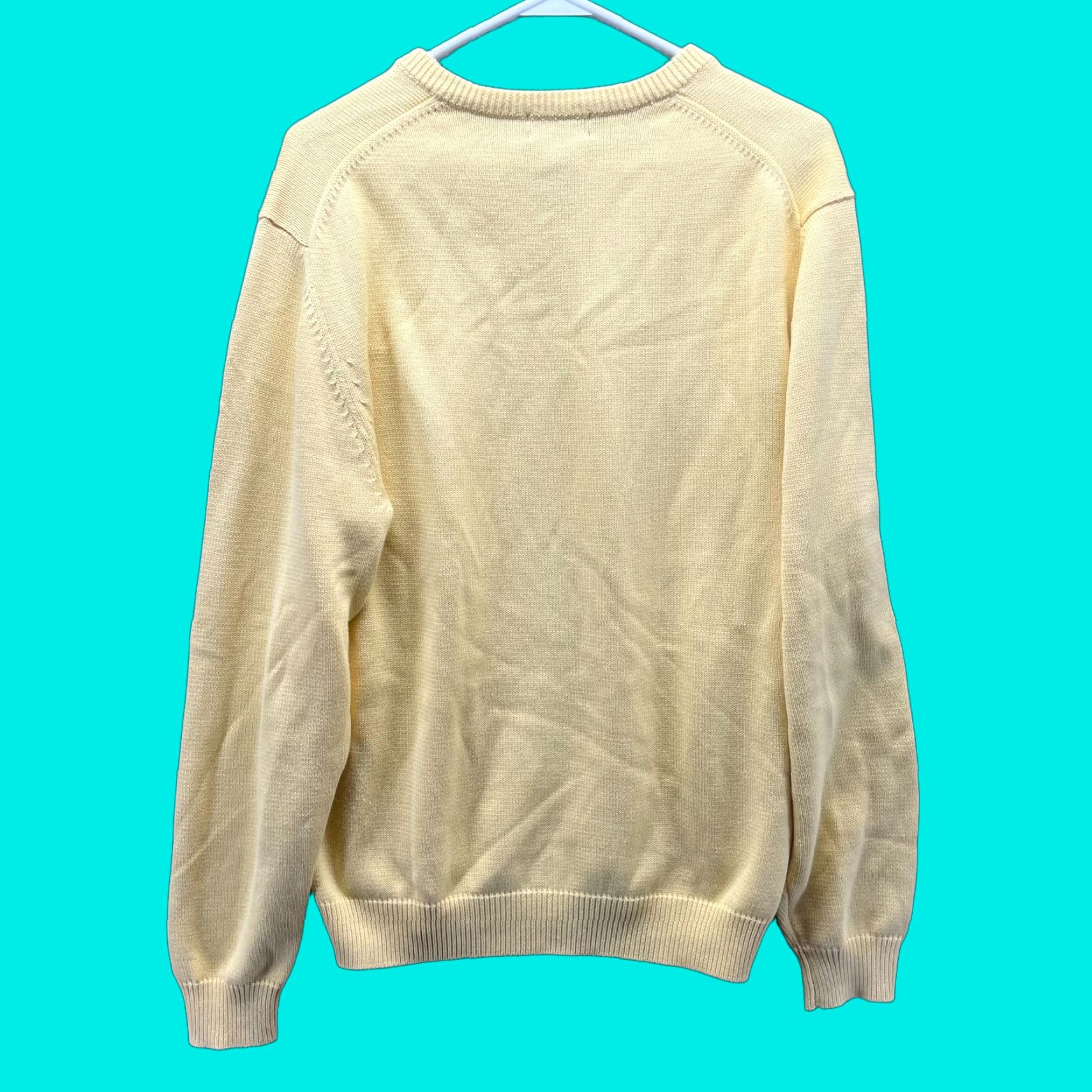 Brooks Brothers VINTAGE Brooks Brothers Sweater Mens M Yellow V-Neck Pima Cotton Fleece Cable-Knit Logo Pullover All Seasons - Chiefly for Business, Casual, Travel Size US M / EU 48-50 / 2 - 1 Thumbnail