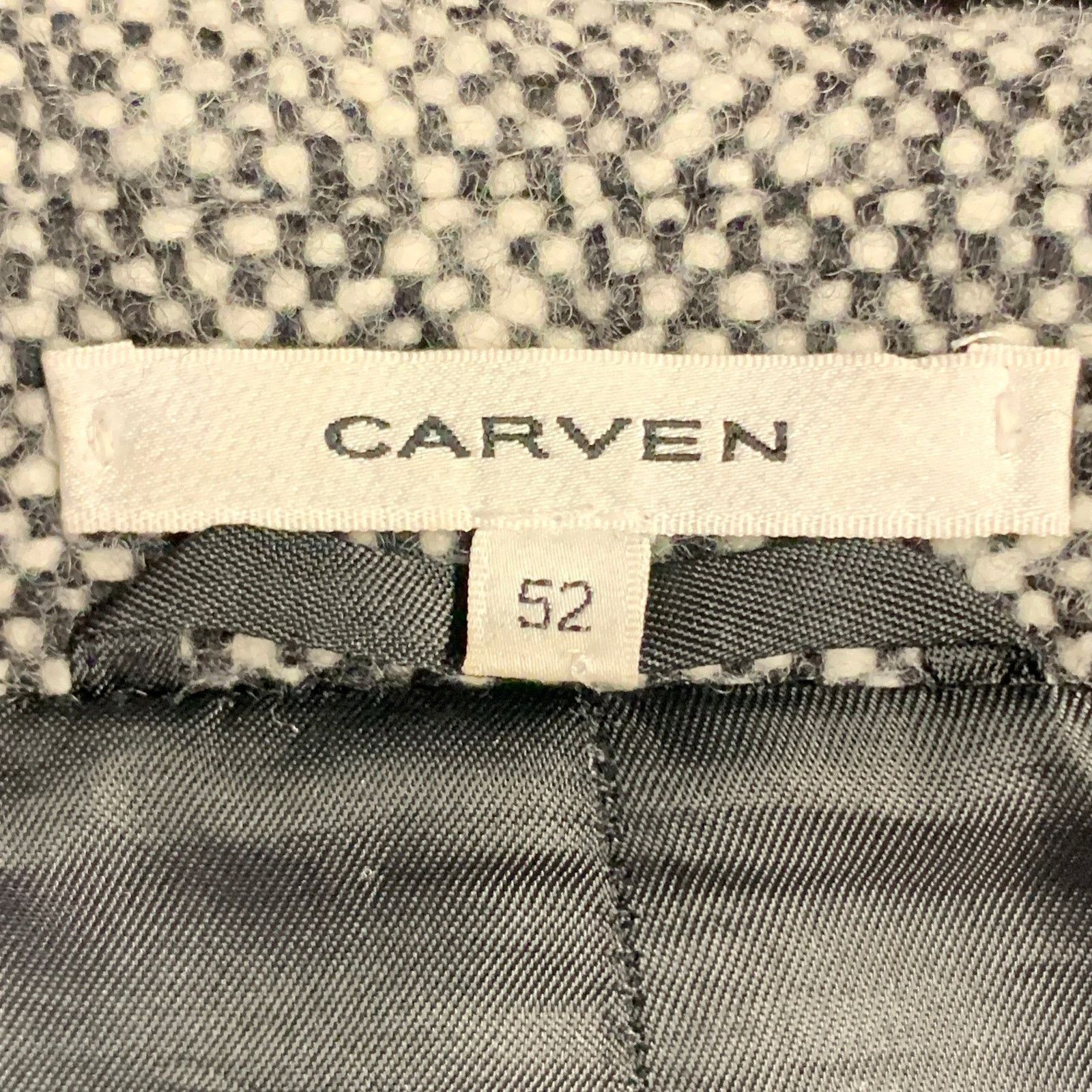 Carven CARVEN Grey Black Tweed Wool Single Breasted Pockets Coat Size US XL / EU 56 / 4 - 7 Thumbnail