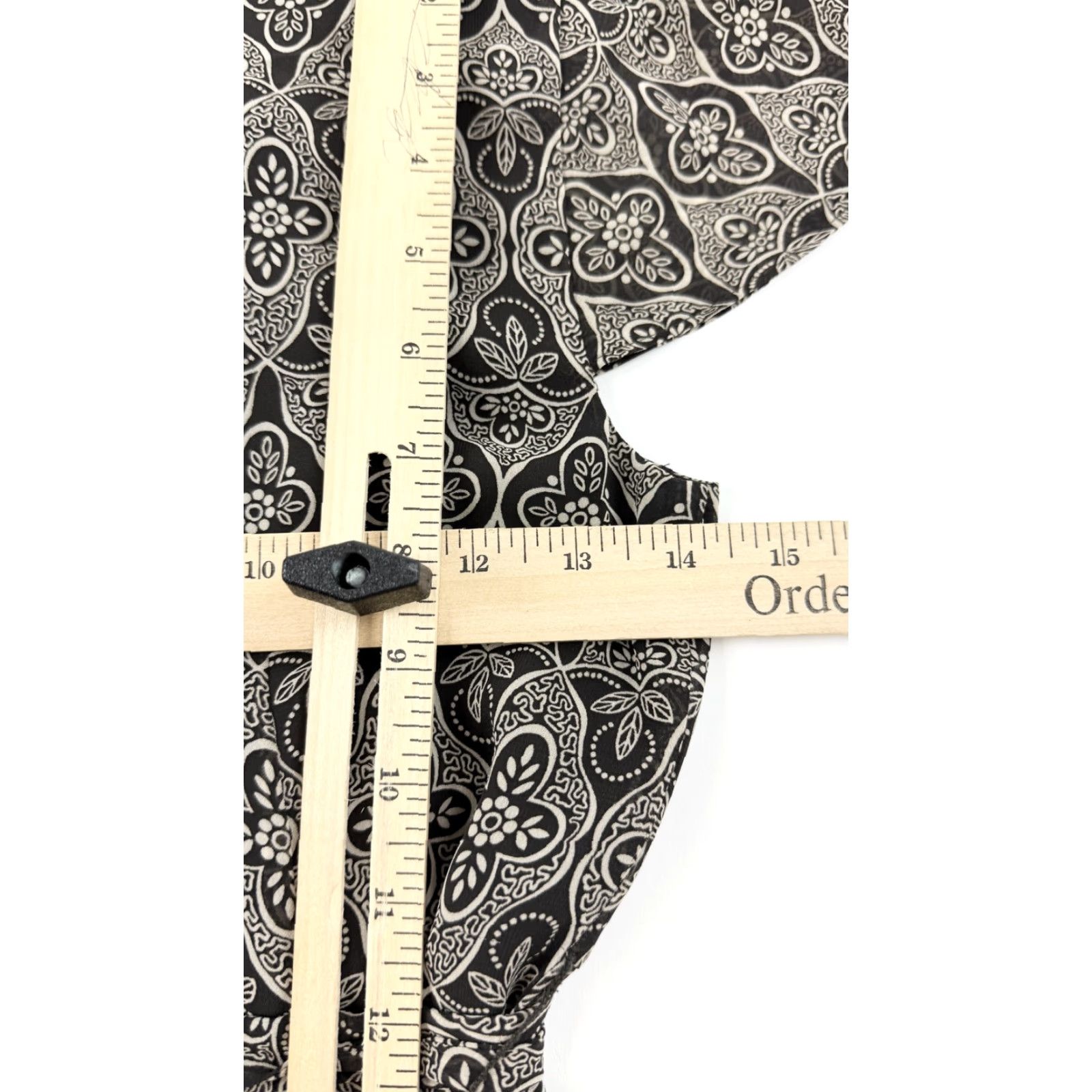 Ann Taylor Ann Taylor Loft Dress Womens 0 Black Geometric Pattern Midi Boho Short Sleeve V-Neck Wrap A-Line Casual Workwear Party/Cocktail Size 25" / US 0 / IT 36 - 5 Thumbnail