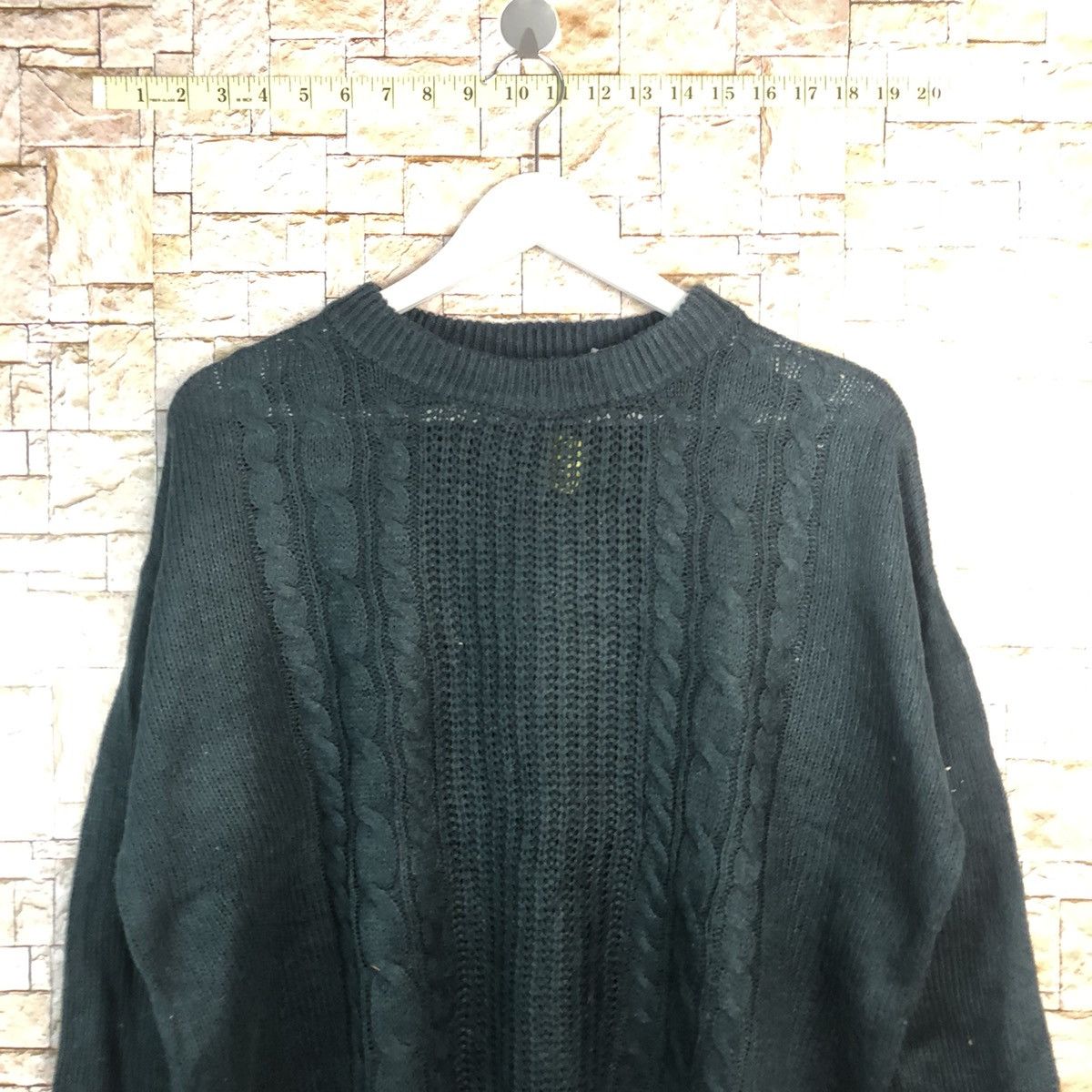 Homespun Knitwear × Japanese Brand Earth Music Dark Green cable Knitwear vintage #A899 Size US L / EU 52-54 / 3 - 2 Thumbnail