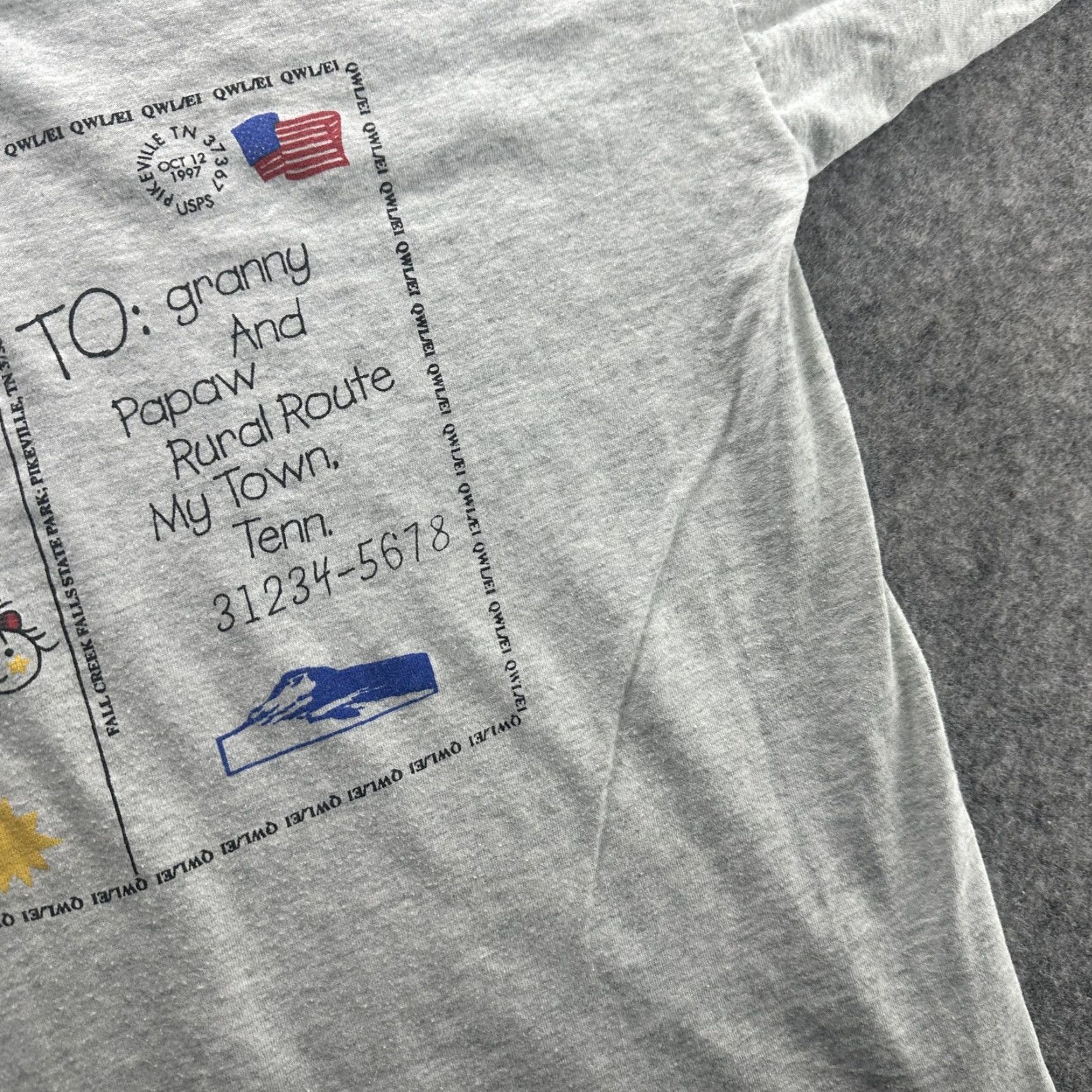 Fruit Of The Loom VINTAGE Fruit of the Loom Shirt Mens XL Gray Postcard Graphic Family Festival 90s Tee Shirt Size US XL / EU 56 / 4 - 6 Thumbnail