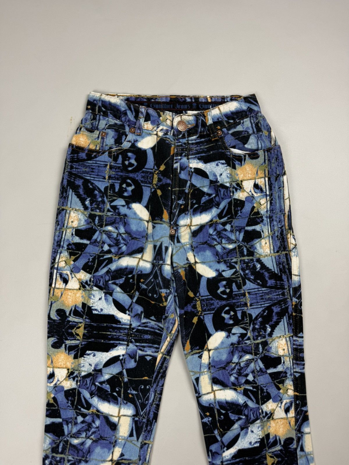 Jean Paul Gaultier 90s JPG Jean Paul Gaultier Stained Glass Printed Denim Jeans Size 25" / US 0 / IT 36 - 5 Thumbnail