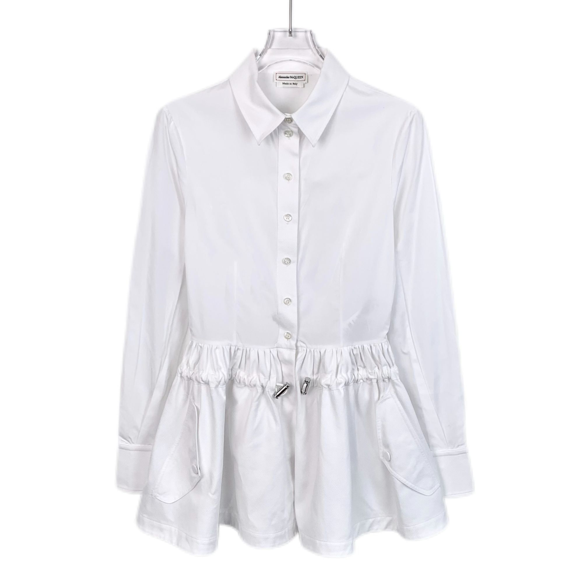 Alexander McQueen Alexander McQueen Womens White Peplum Long Sleeve Button-Dow Size XS / US 0-2 / IT 36-38 - 1 Thumbnail