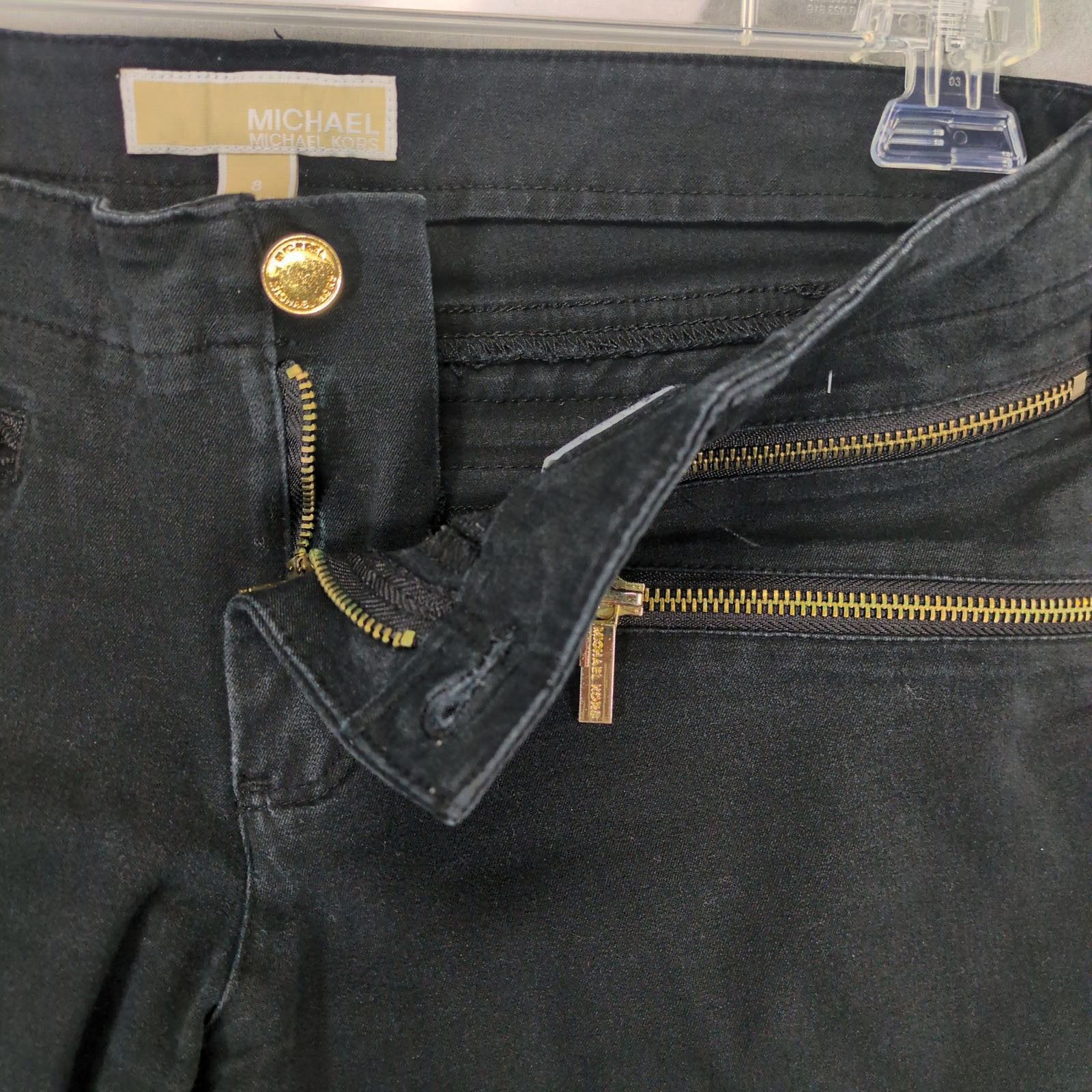 Michael Kors Michael Kors Women's 8 Gold Zippers Black Stretch Crop Jeans Size 30" / US 8 / IT 44 - 3 Thumbnail