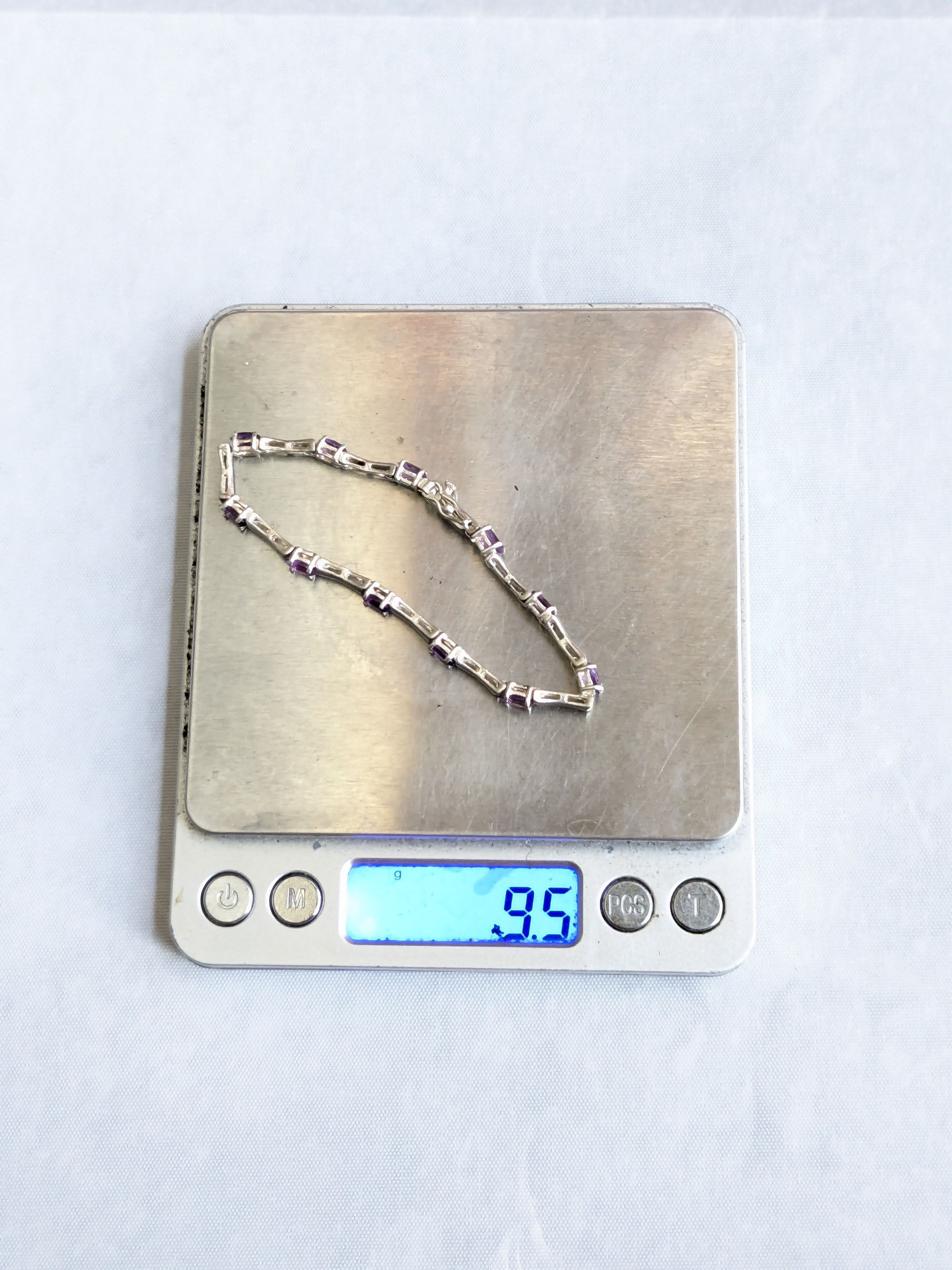 Jewelry Vintage Sterling Silver Tennis Bracelet Oval Amethyst 7" Size ONE SIZE - 13 Thumbnail