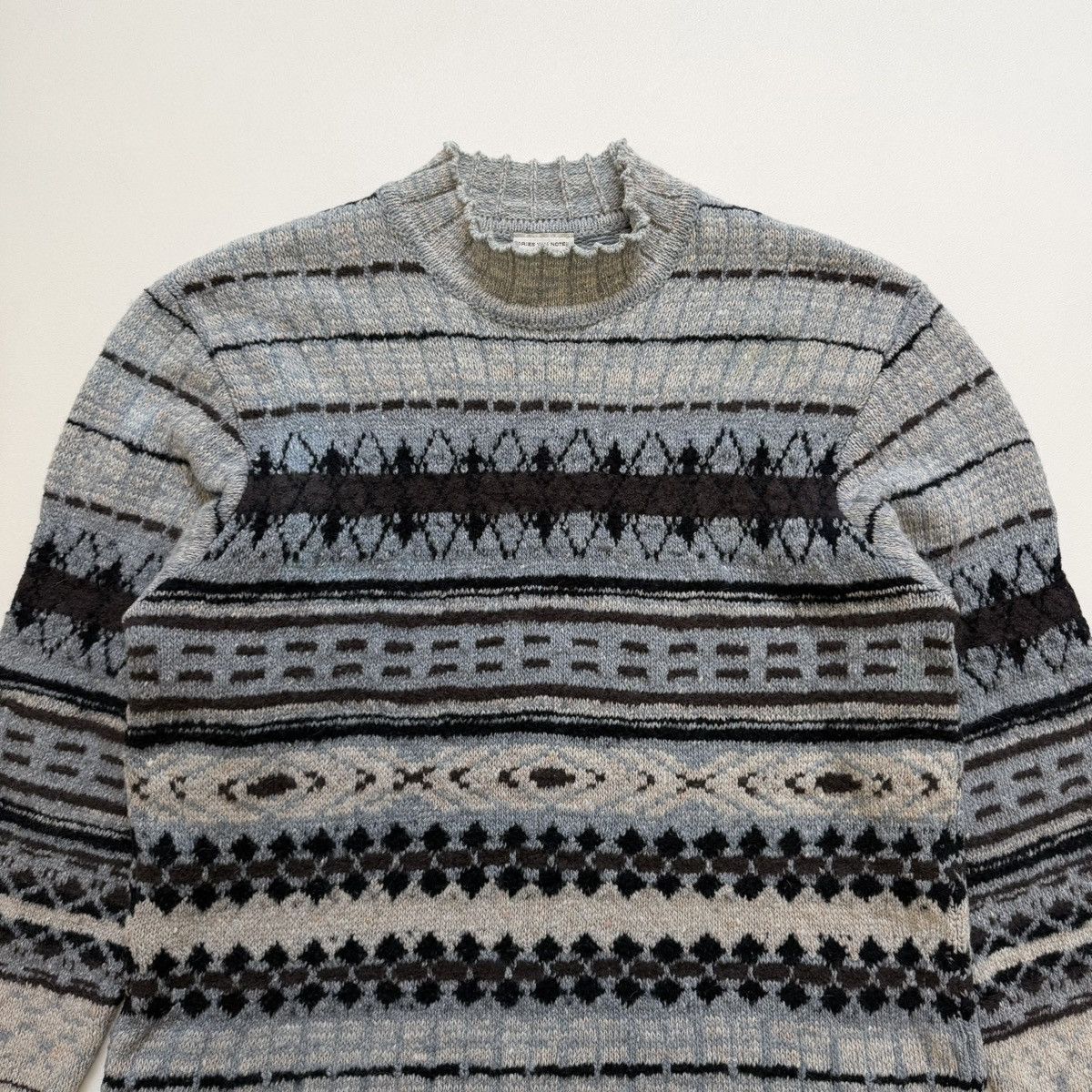 Dries Van Noten Illusion Patterned Knit Wool Sweater Size US L / EU 52-54 / 3 - 3 Thumbnail
