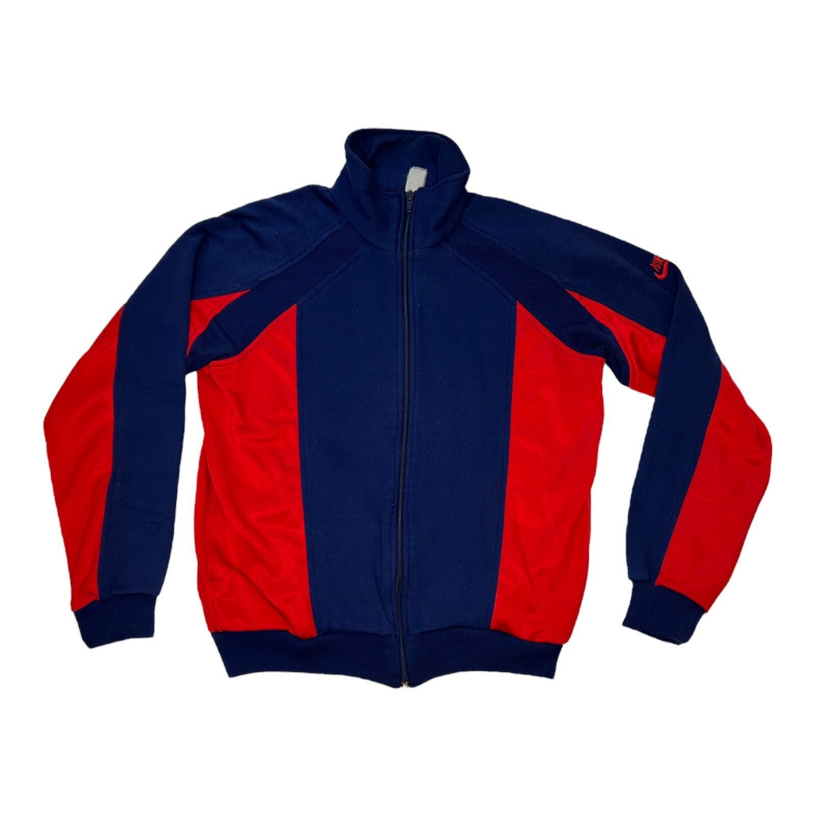 Nike Vintage 90s Nike Sweatshirt Sweater Full Zip Blue Red Gray T Size US M / EU 48-50 / 2 - 1 Thumbnail