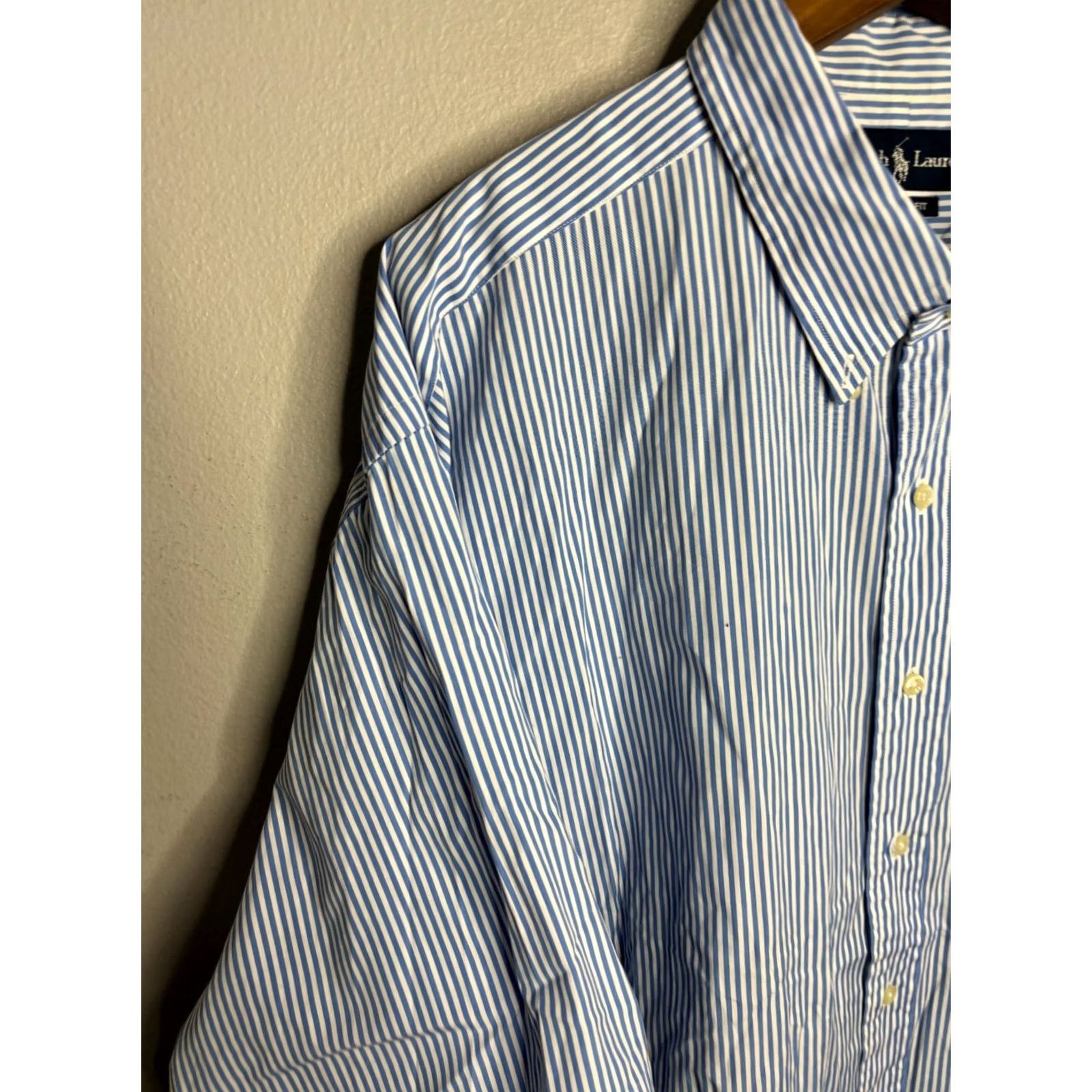 Polo Ralph Lauren Ralph Lauren Shirt Mens 3XB Big Tall Striped Pony Button Up Short Sleeve Blue Size US XXL / EU 58 / 5 - 2 Thumbnail