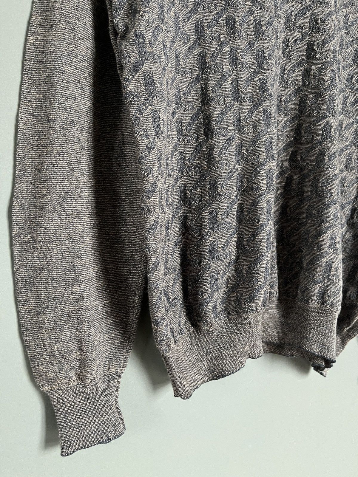 Canali Canali Wool Monogram Sweater Size US L / EU 52-54 / 3 - 4 Thumbnail