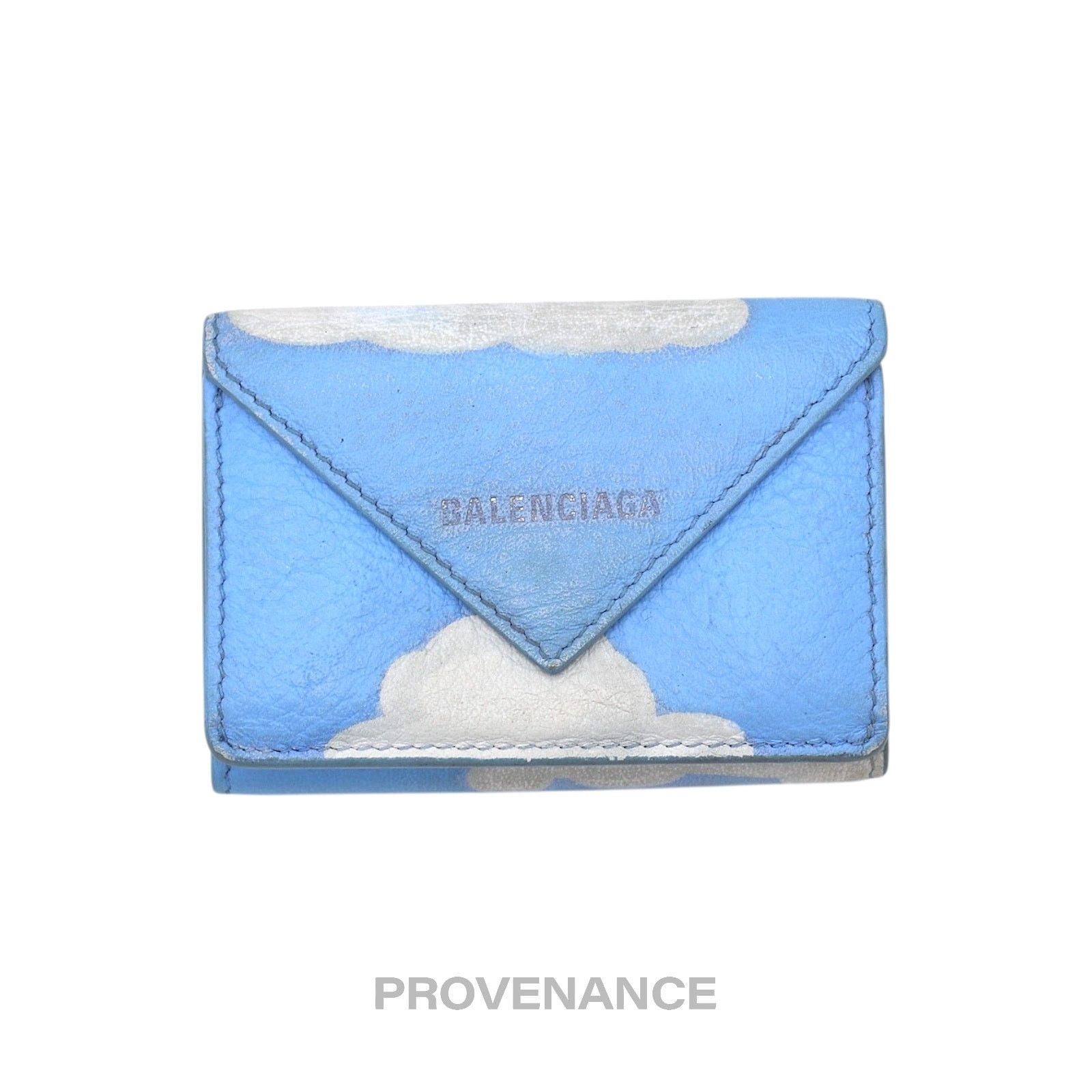 Balenciaga 🔴 Balenciaga Papier Mini Card Wallet - Cloud Blue Leather Size ONE SIZE - 1 Thumbnail
