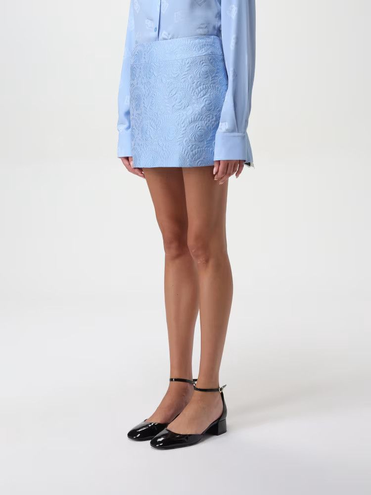 Dolce & Gabbana o1s22i1n1024 Jacquard Matel Mini Skirt in Light Blue Size 28" / US 6 / IT 42 - 4 Thumbnail
