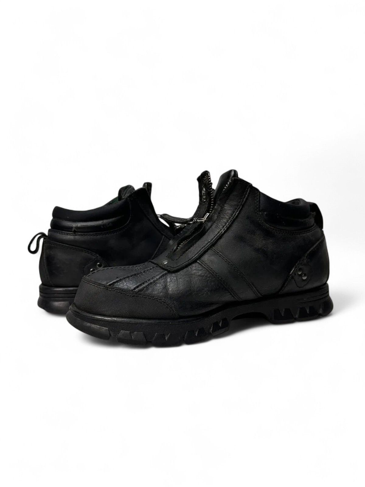 RRL Ralph Lauren Vintage Polo Ralph Lauren Black Tech Zip Leather Shoes Y2K Size US 8.5 / EU 41-42 - 8 Thumbnail