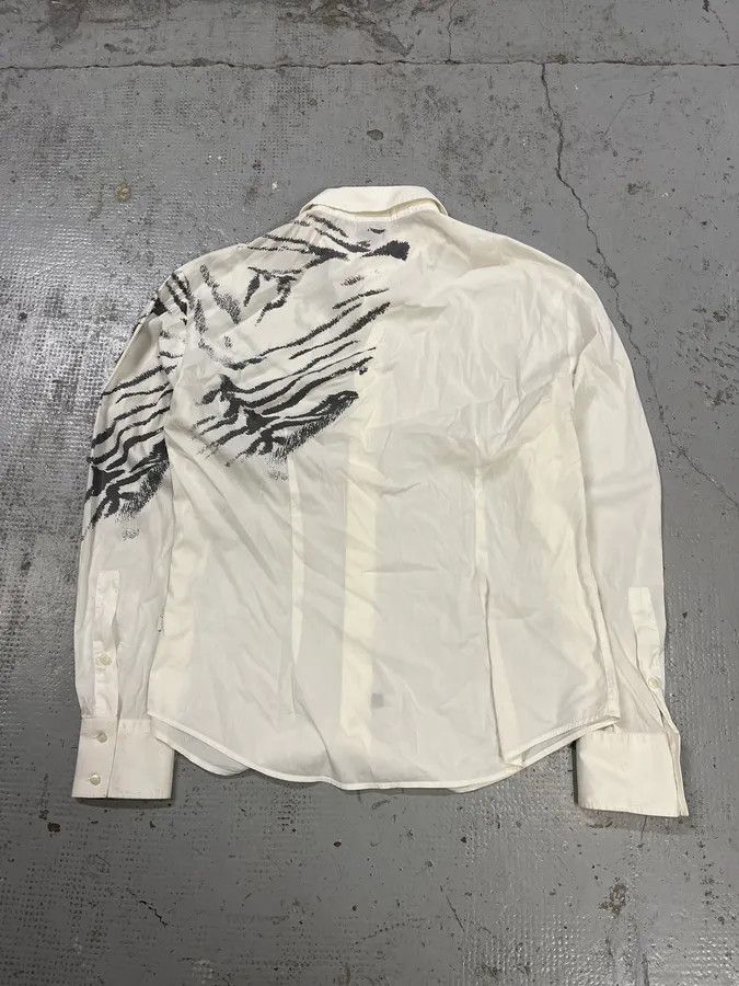Just Cavalli 2000s Cavalli Zebra Shoulder White Shirt Size US M / EU 48-50 / 2 - 7 Thumbnail