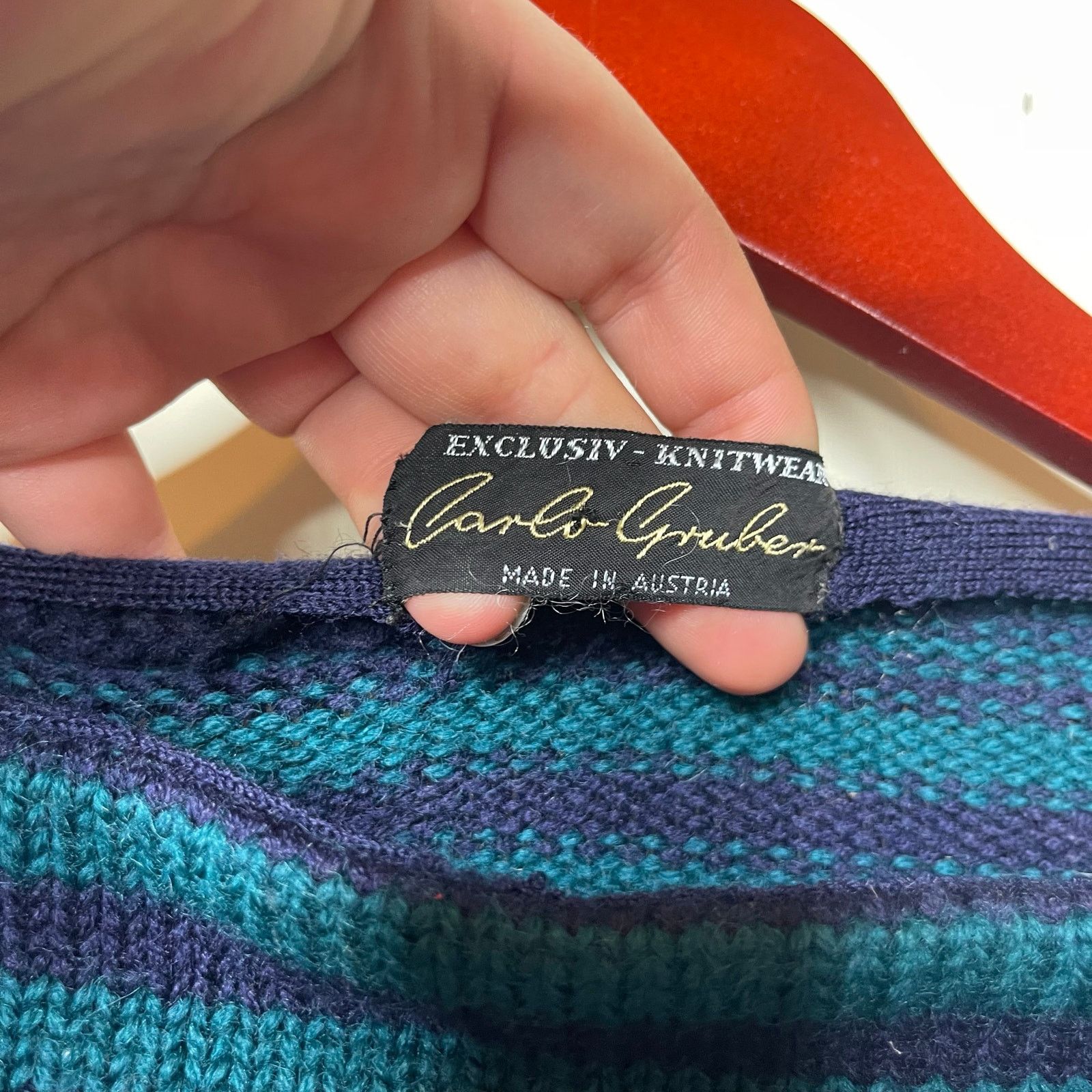 Other Vintage Carlo Gruber navy teal granpacore boatneck sweater M Size US M / EU 48-50 / 2 - 3 Thumbnail