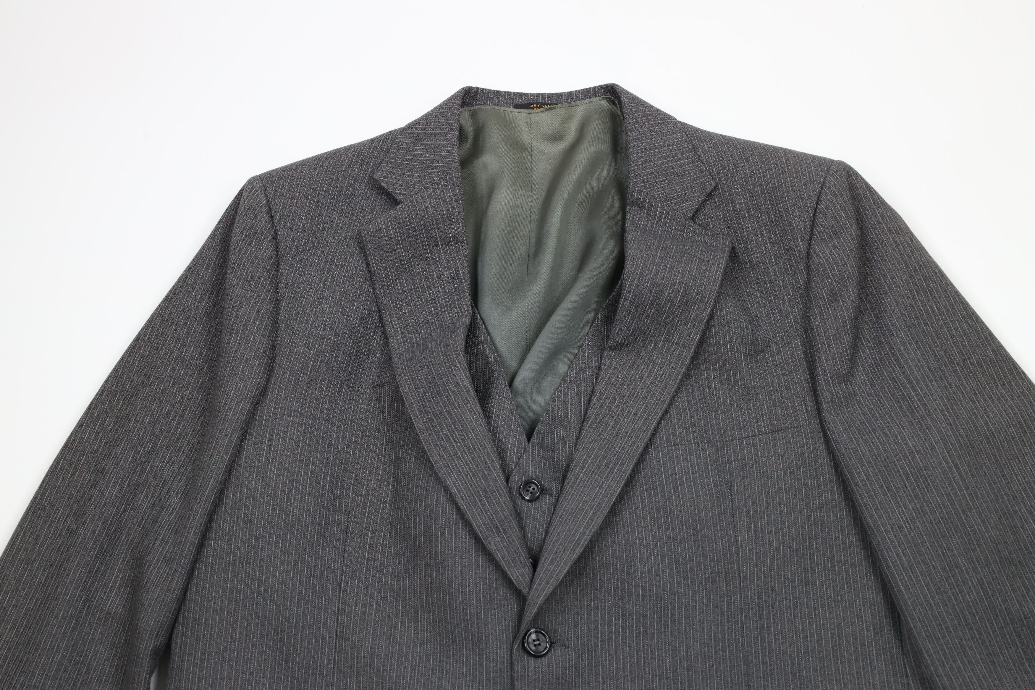 Vintage Vintage 70s Streetwear 3 Piece Wool Pinstriped Wedding Suit Size 44R - 4 Thumbnail