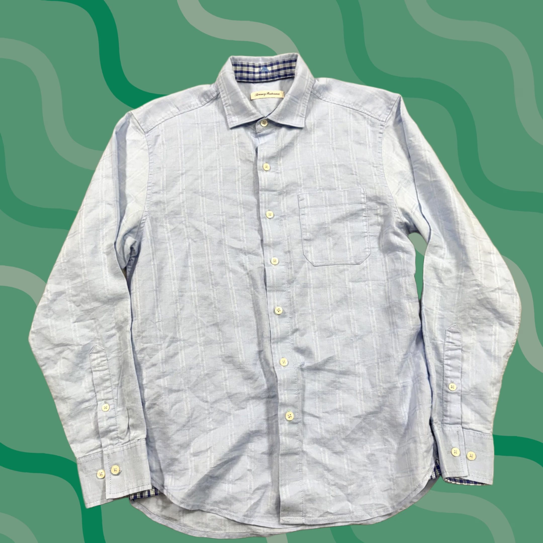 Tommy Bahama Tommy Bahama Shirt Mens M Blue Stripe Long Sleeve Linen Button Up Casual Size US M / EU 48-50 / 2 - 1 Thumbnail